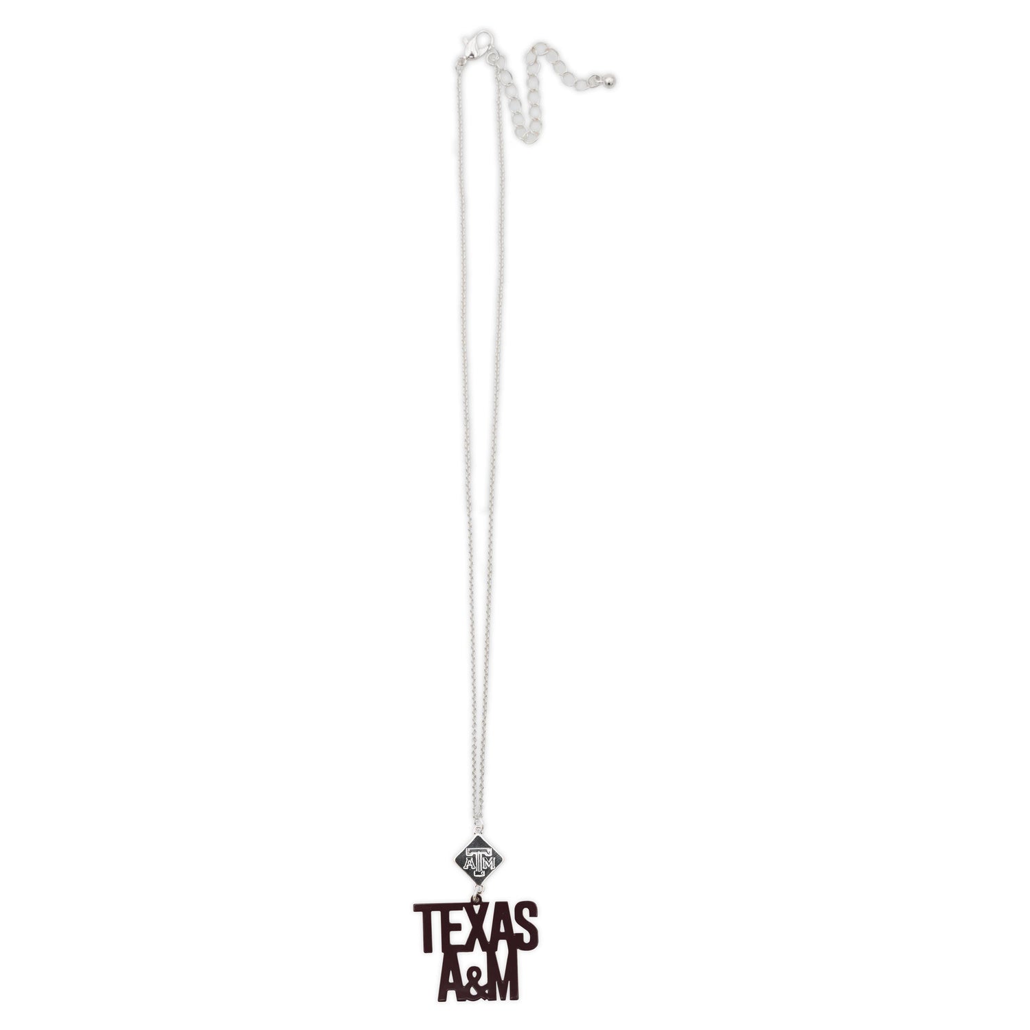 Texas A&M Acrylic Pendant Silver Necklace