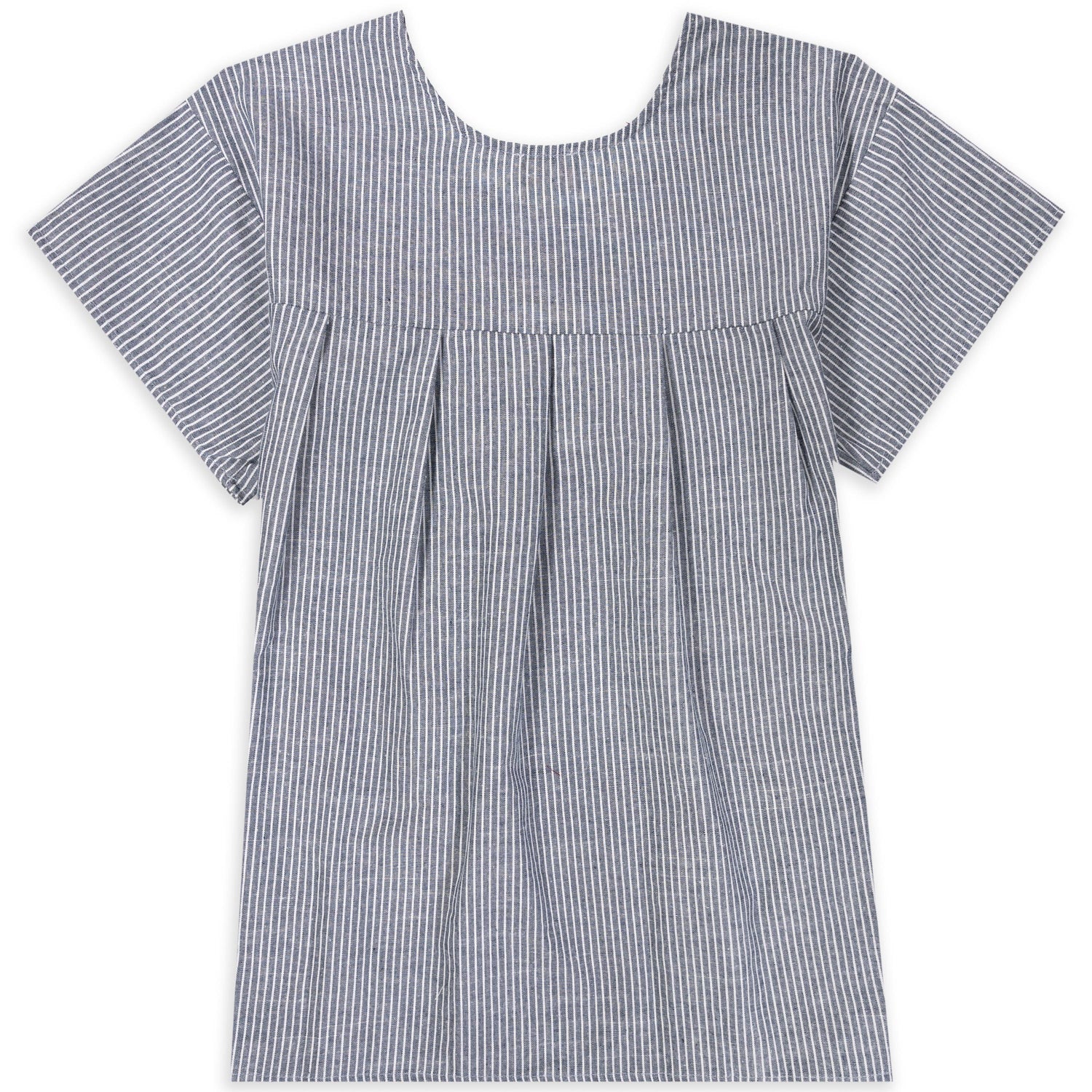 Layerz Pinstripe Denim with Maroon Embroidery Top