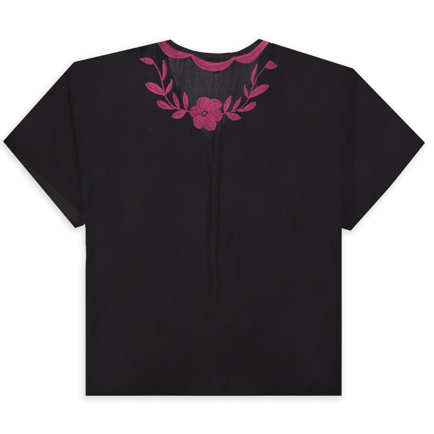 Black and Maroon Embroidered Poncho Top