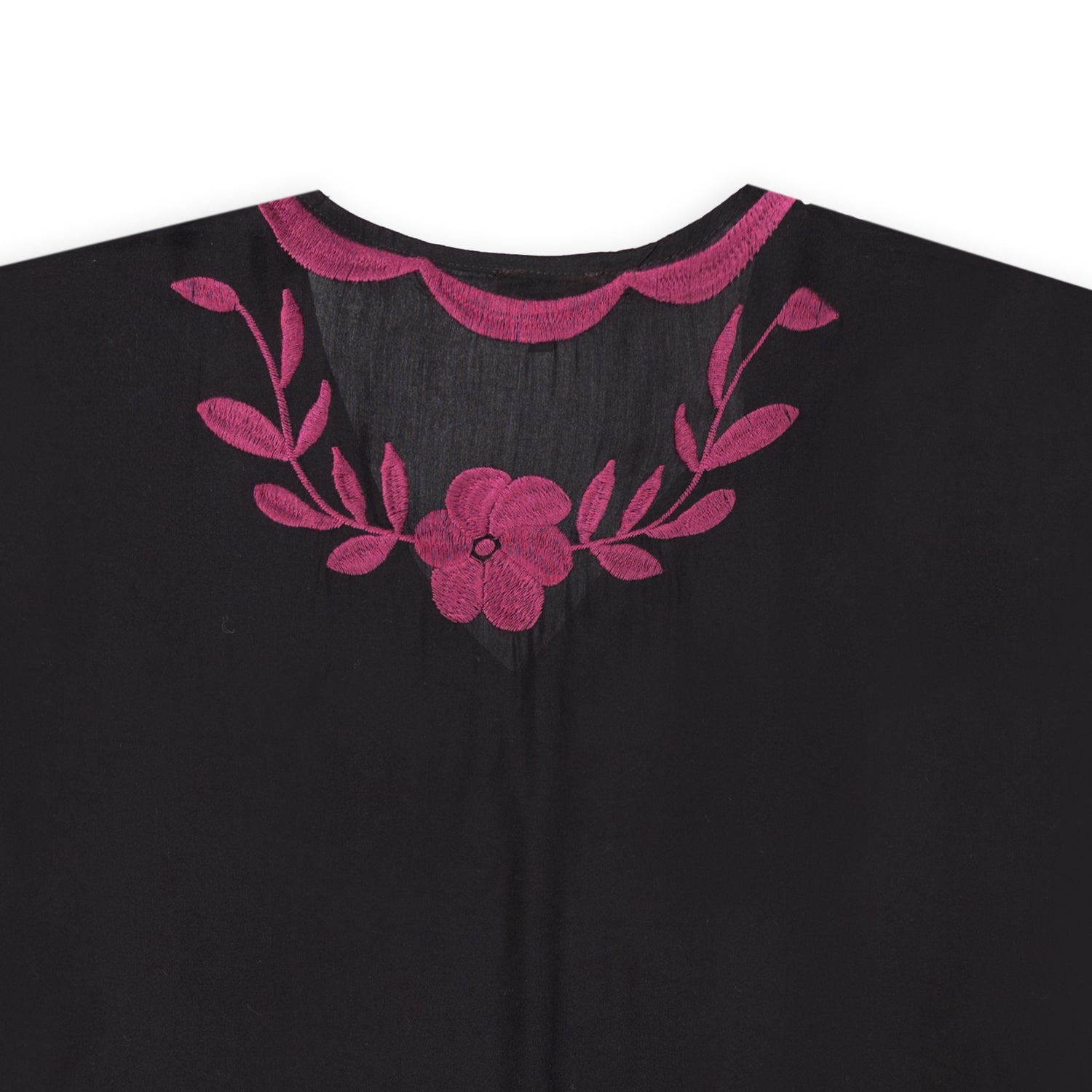 Black and Maroon Embroidered Poncho Top
