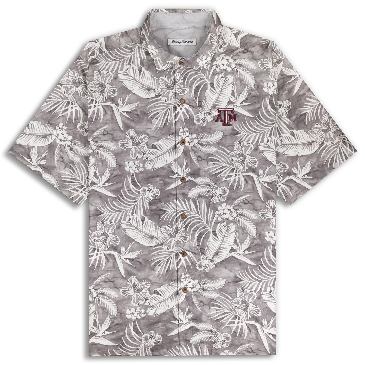 Texas A&M Tommy Bahama Sport Gray Button Down Short Sleeve