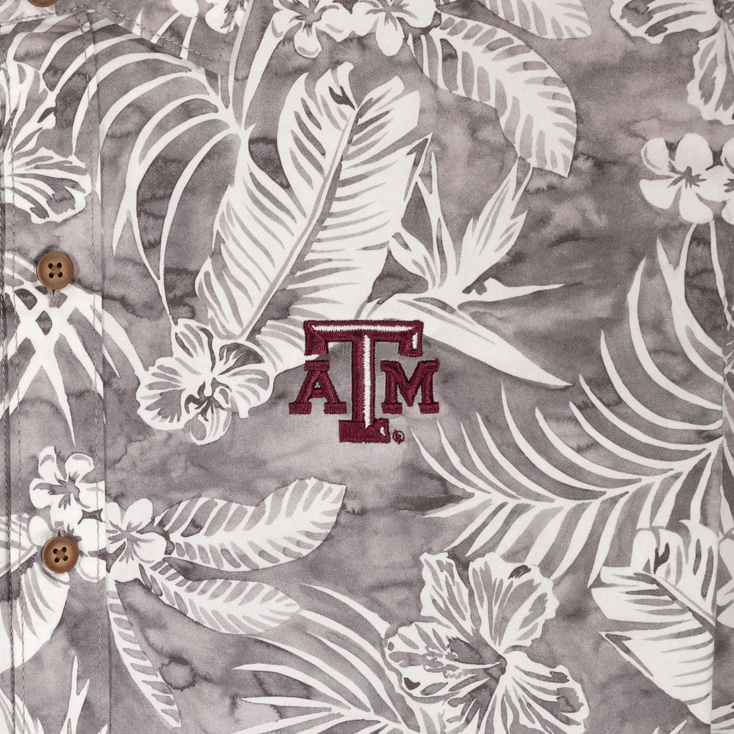 Texas A&M Tommy Bahama Sport Gray Button Down Short Sleeve