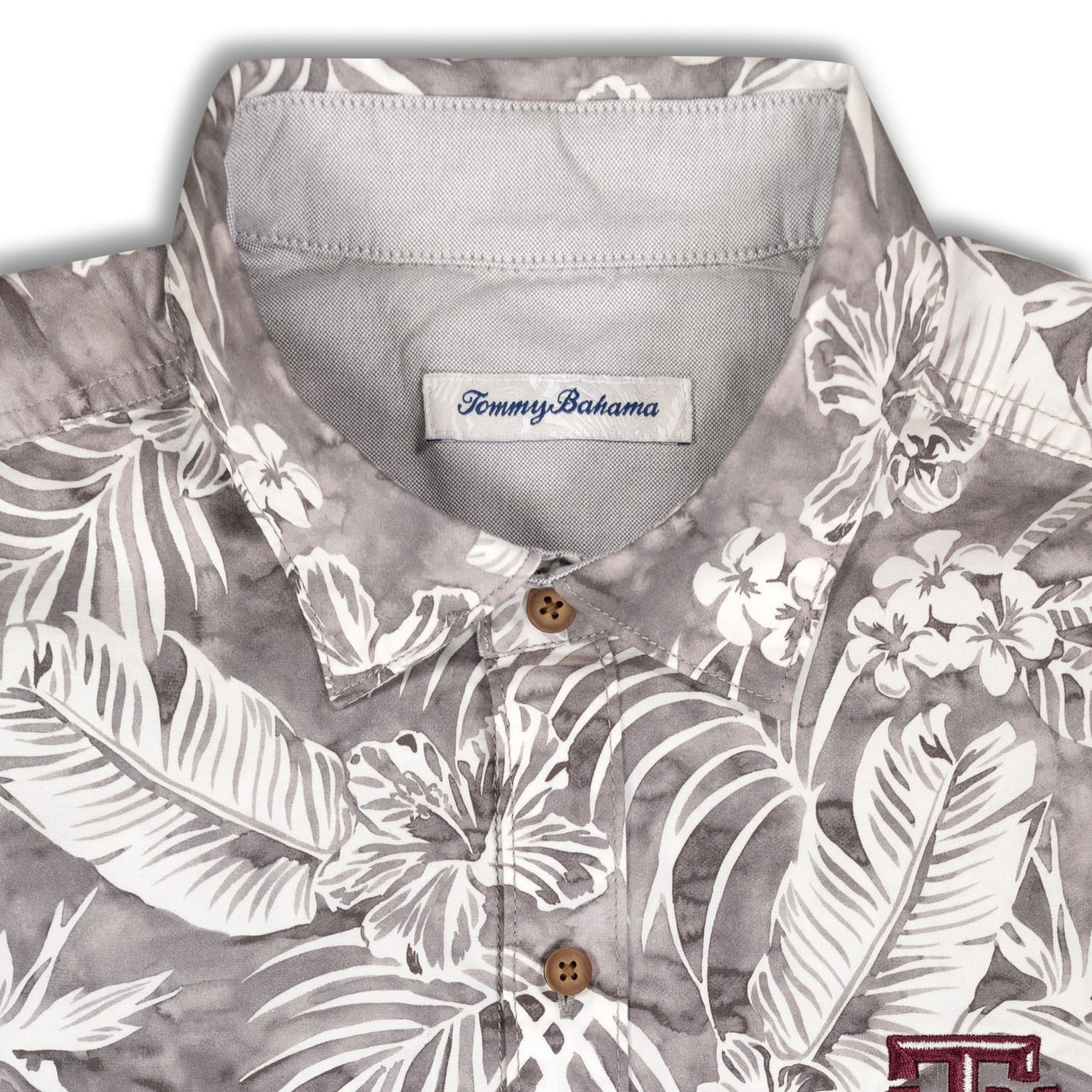 Texas A&M Tommy Bahama Sport Gray Button Down Short Sleeve