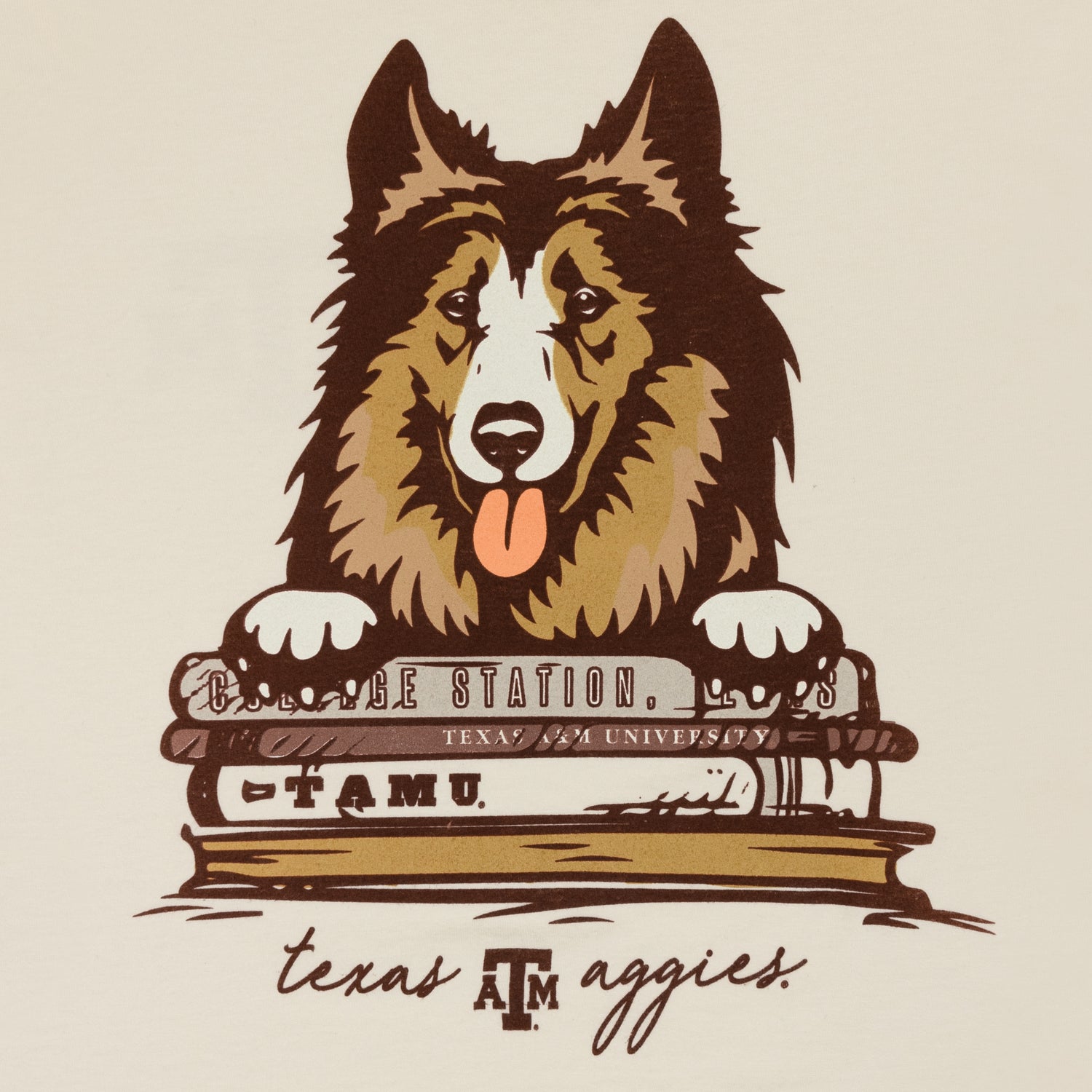 Texas A&M Aggies Studious Reveille Parchment T-Shirt