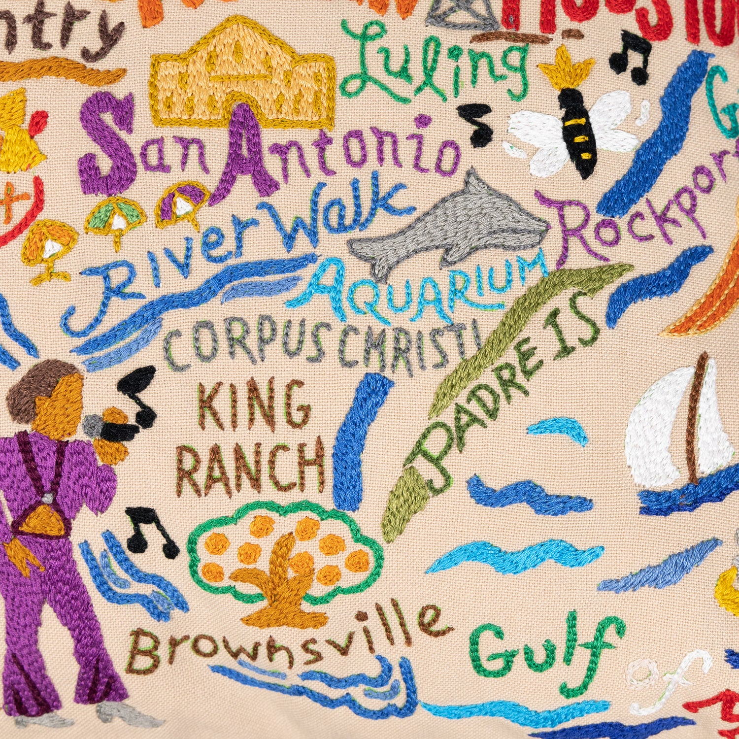 Texas CatStudio Embroidered Pillow