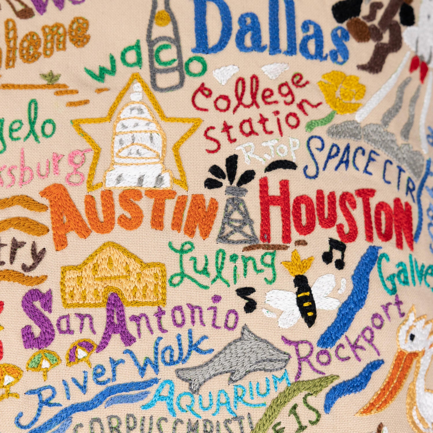 Texas CatStudio Embroidered Pillow
