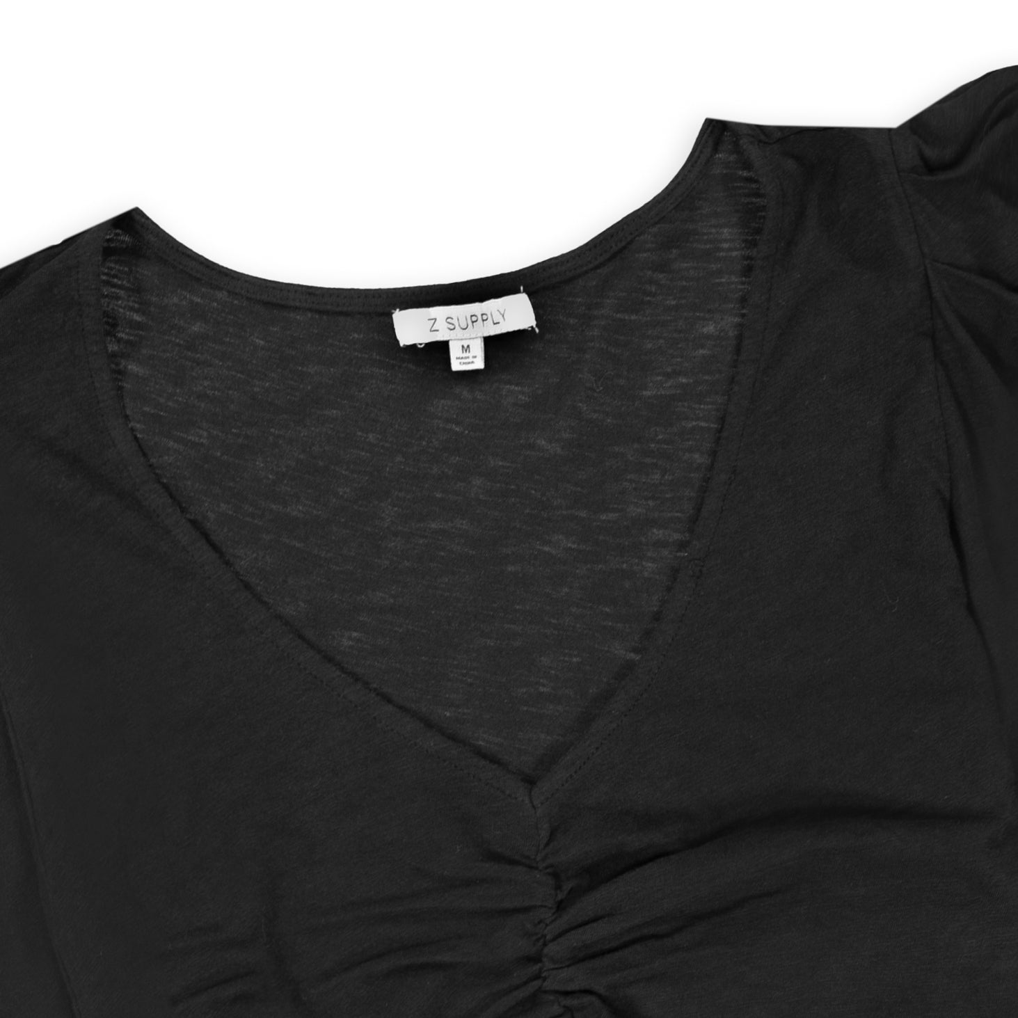 Long Sleeve Black Anya Slub Fashion Blouse