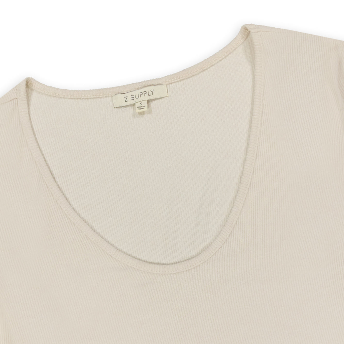 Women's Cream Ribbed Long Sleeve Top