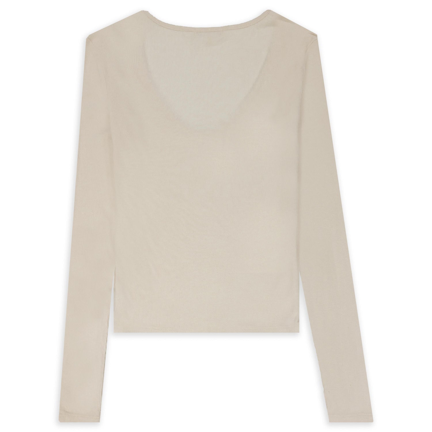 Women's Cream Ribbed Long Sleeve Top