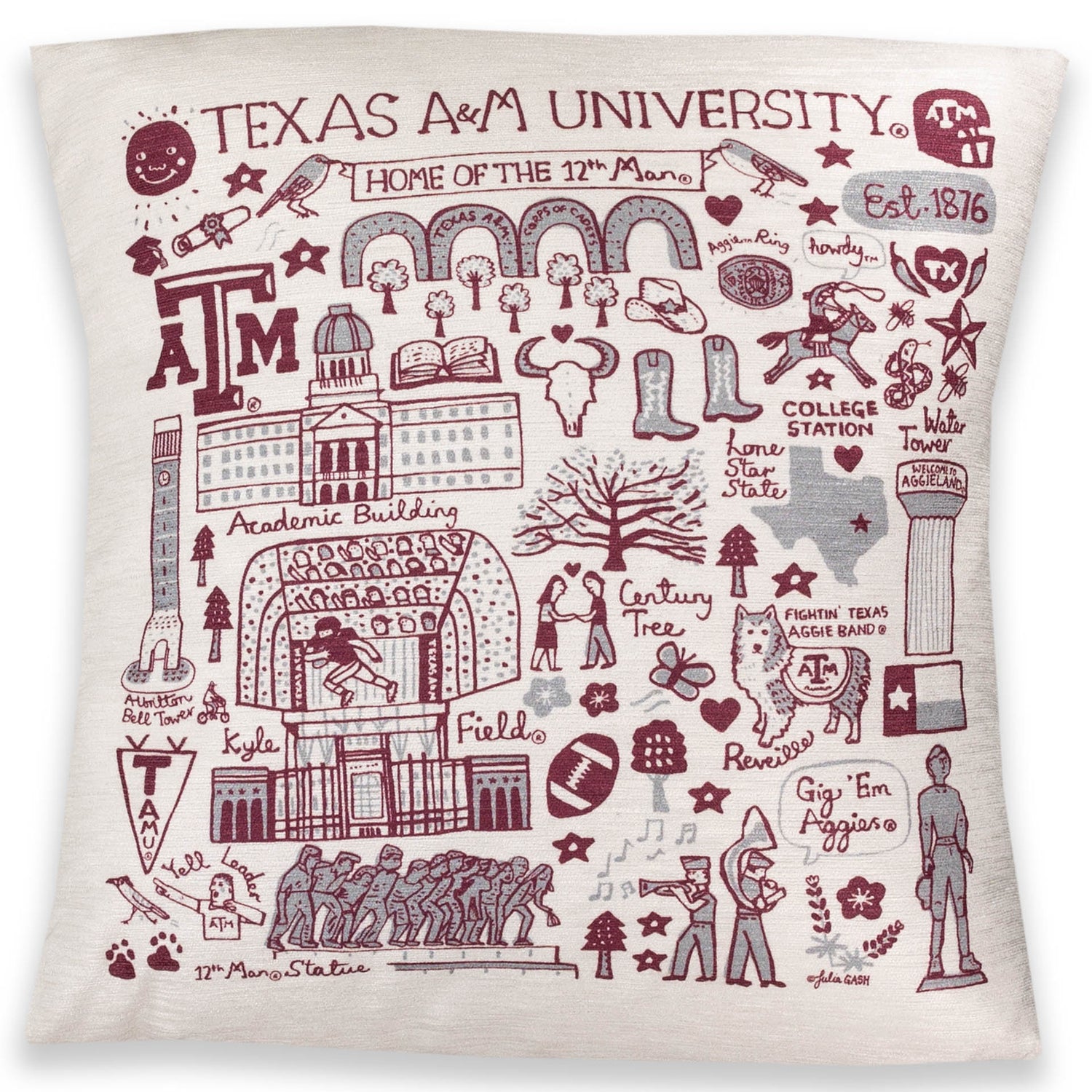 Texas A&M Aggie Julia Gash Throw Pillow