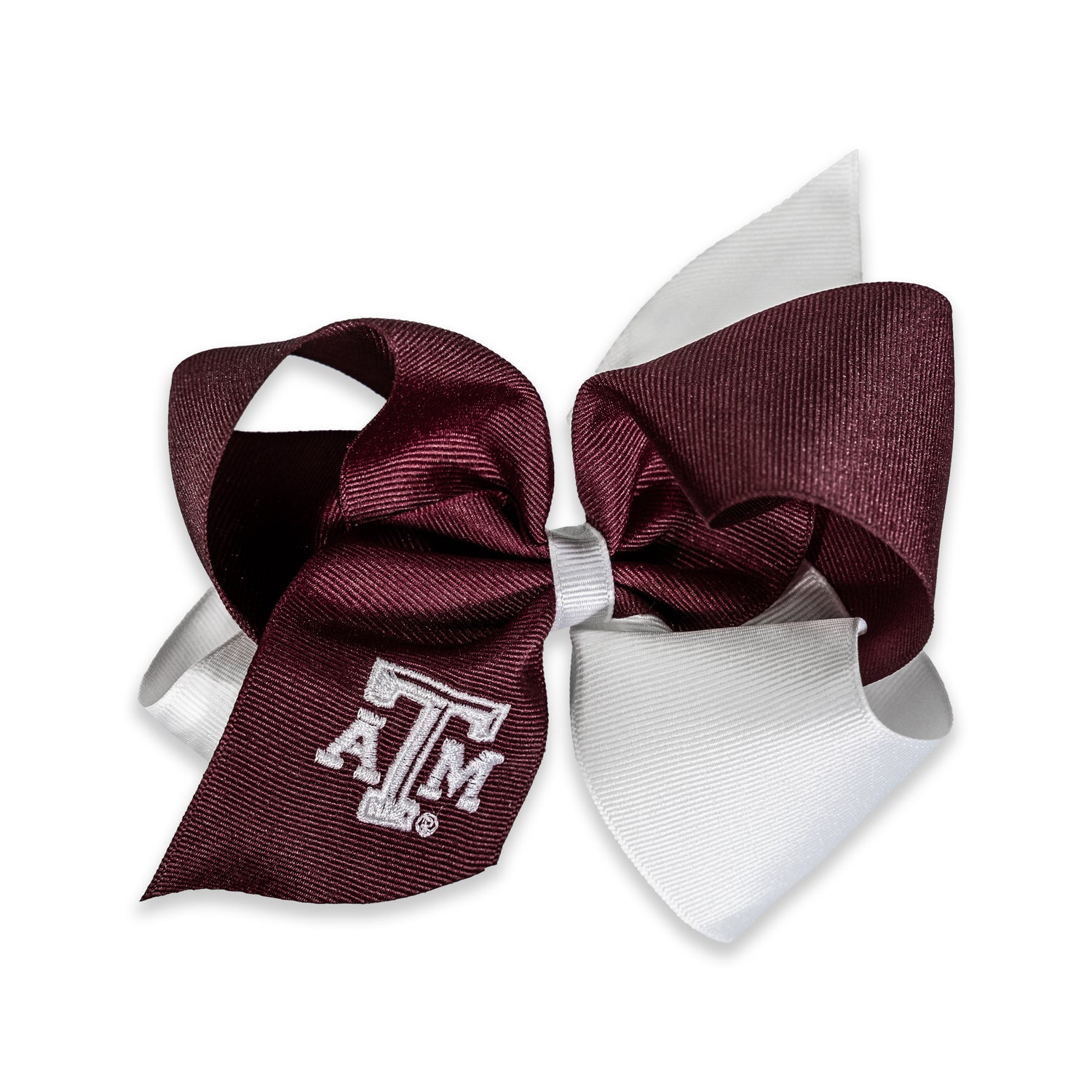 Texas A&M Maroon And White Embroidered Beveled Atm Medium Bow