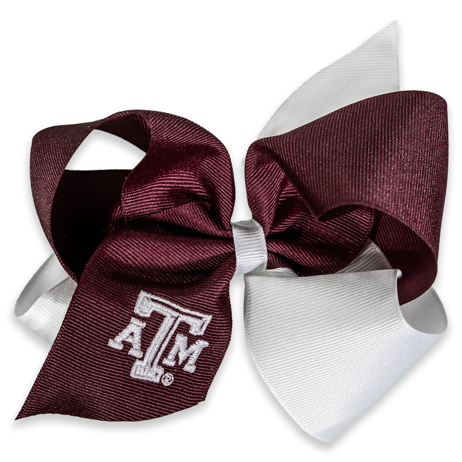 Texas A&M Maroon And White Embroidered Beveled Atm King Bow