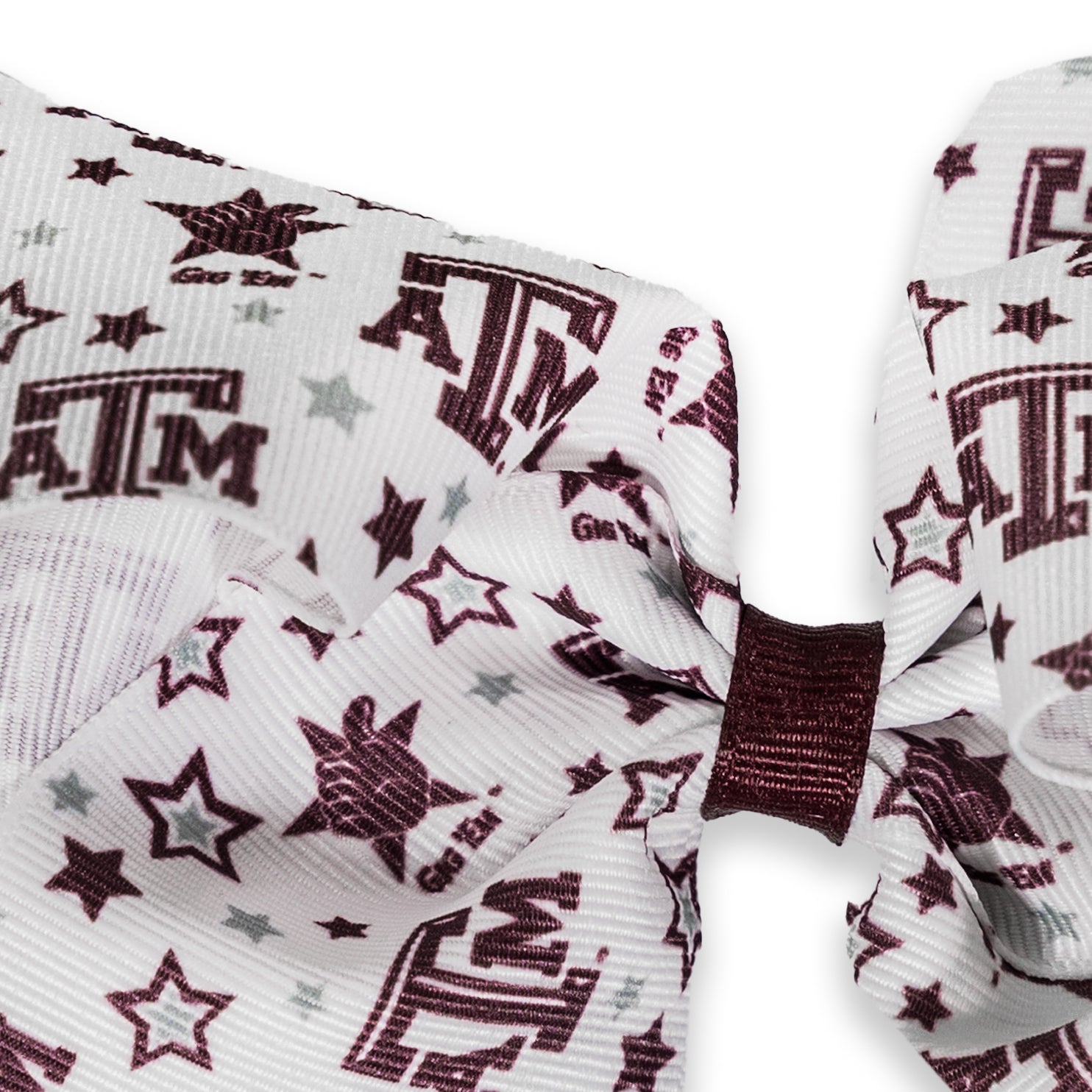 Texas A&M Maroon And White Beveled Atm And Stars Medium Bow