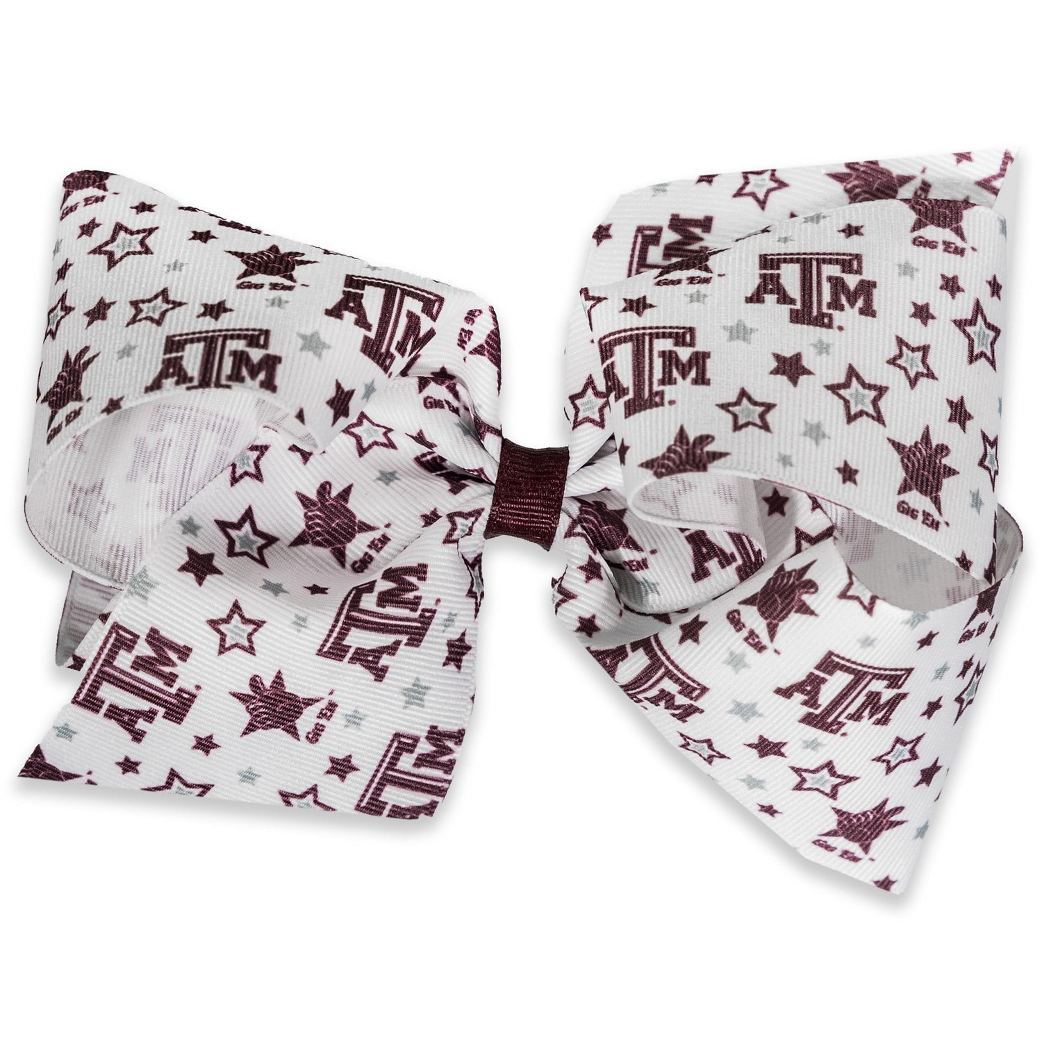 Texas A&M Maroon And White Beveled Atm And Stars King Bow
