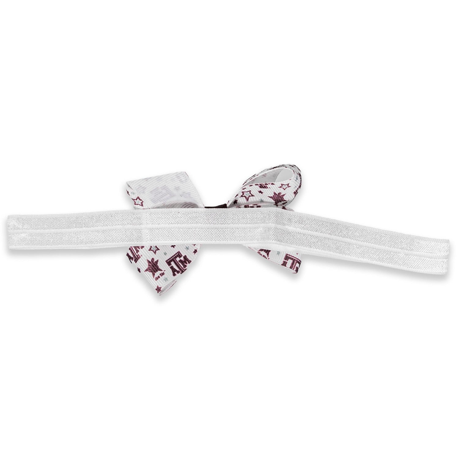 Texas A&M Maroon And White Beveled Atm And Star Mini Bow Headband