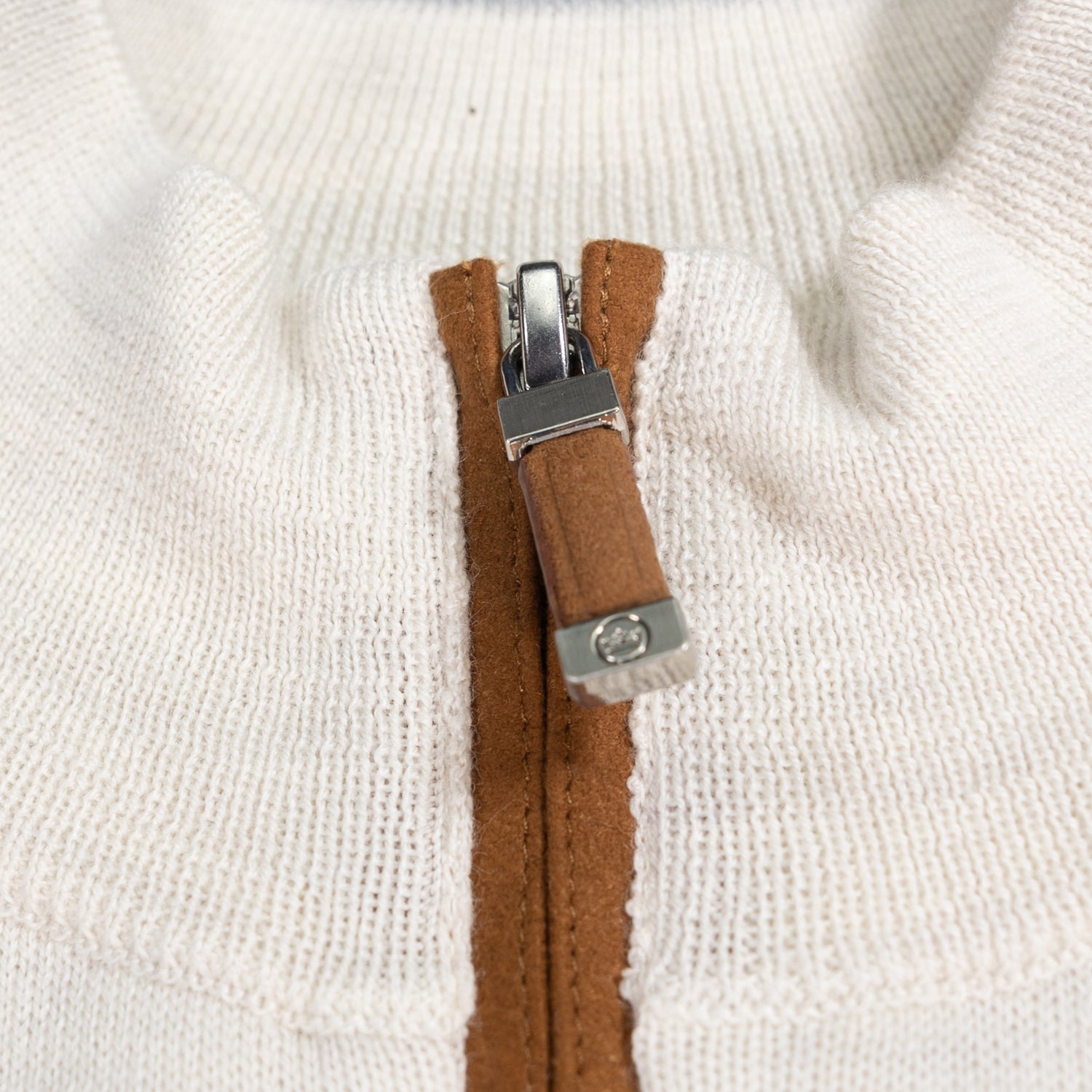 Texas A&M Peter Millar Autumn Crest Ivory Suede Trim Quarter Zip