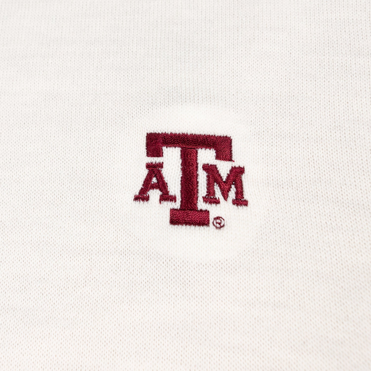 Texas A&M Peter Millar Autumn Crest Ivory Suede Trim Quarter Zip