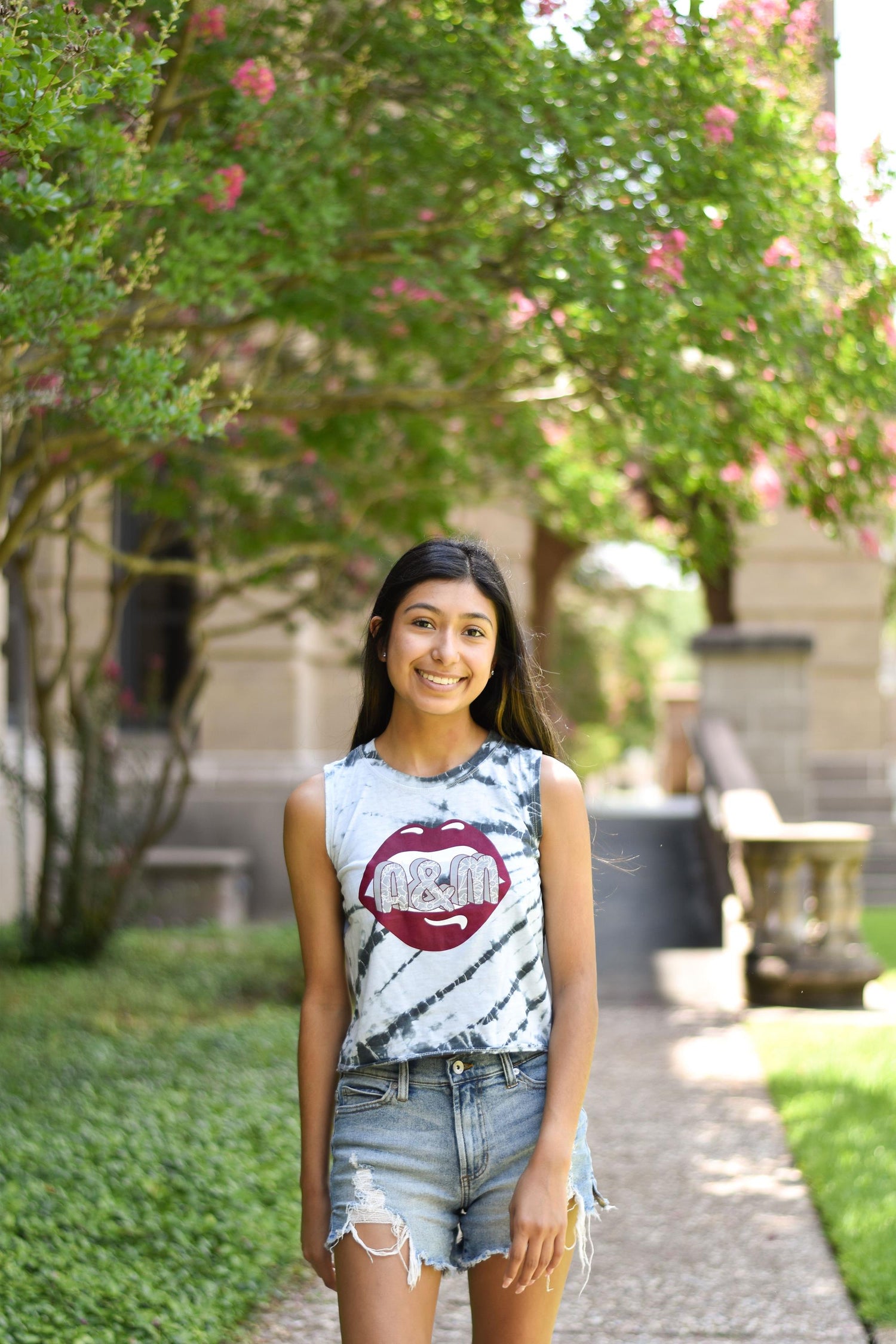 Texas A&M Tiger Stripe Tie Dye Cropped Muscle Tank