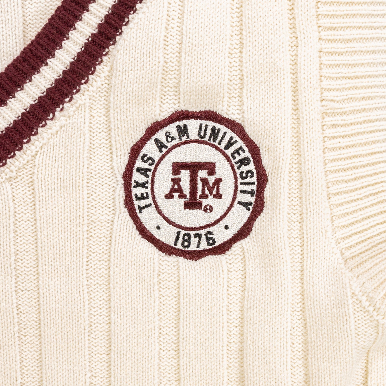 Texas A&M University Dark Maroon & Cream Chloe Knit Vest Top