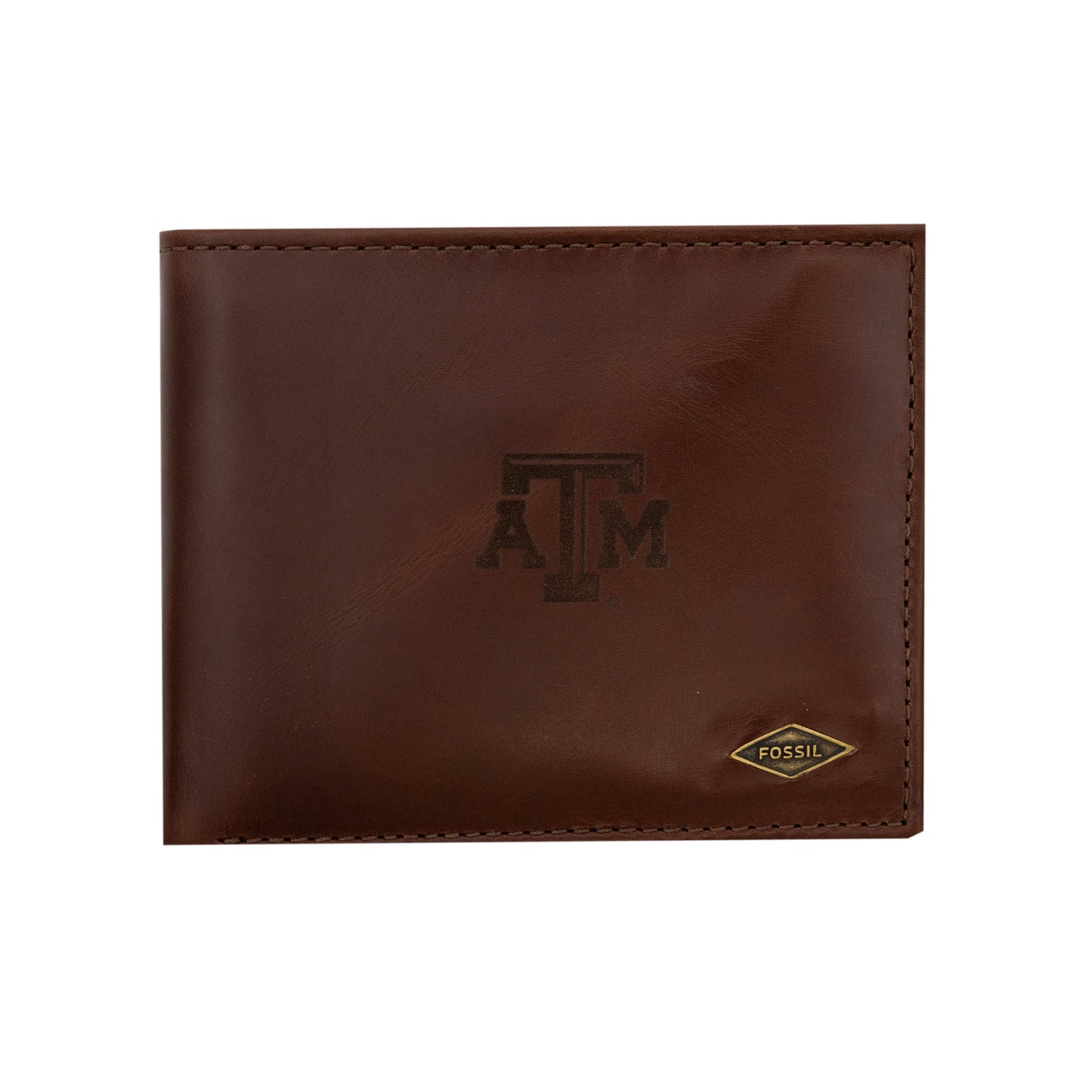 Texas A&M Fossil Ryan Rfid Passcase Dark Brown Wallet