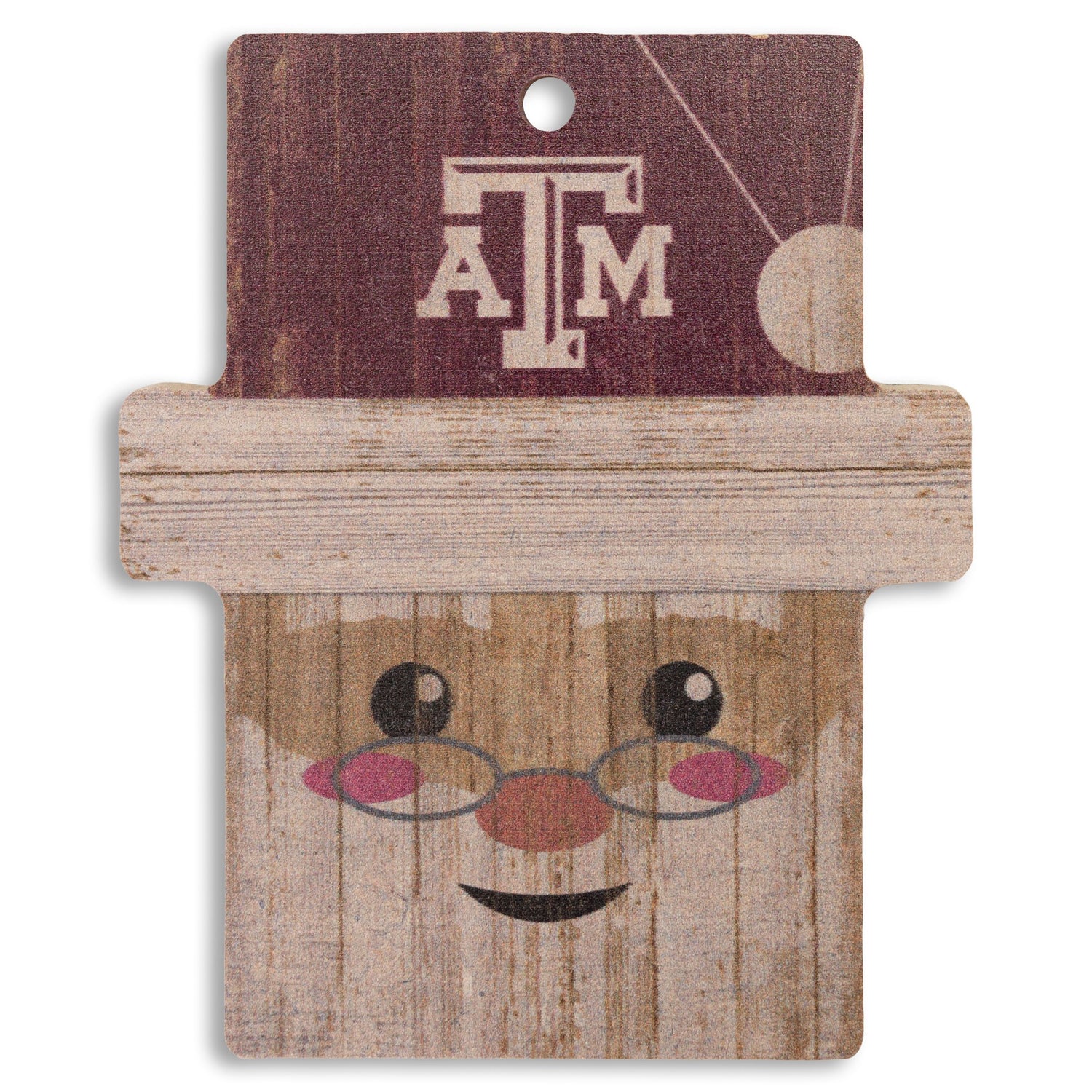 Texas A&M Wooden Santa Ornament