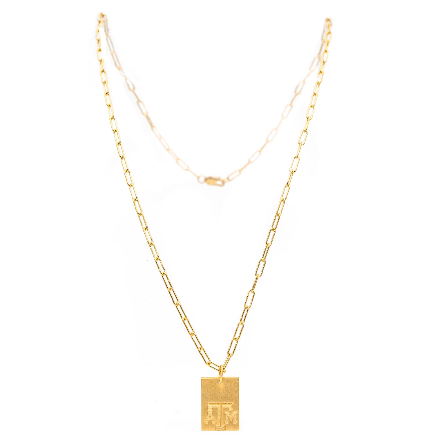 Texas A&M Rectangle Cavan Gold Necklace