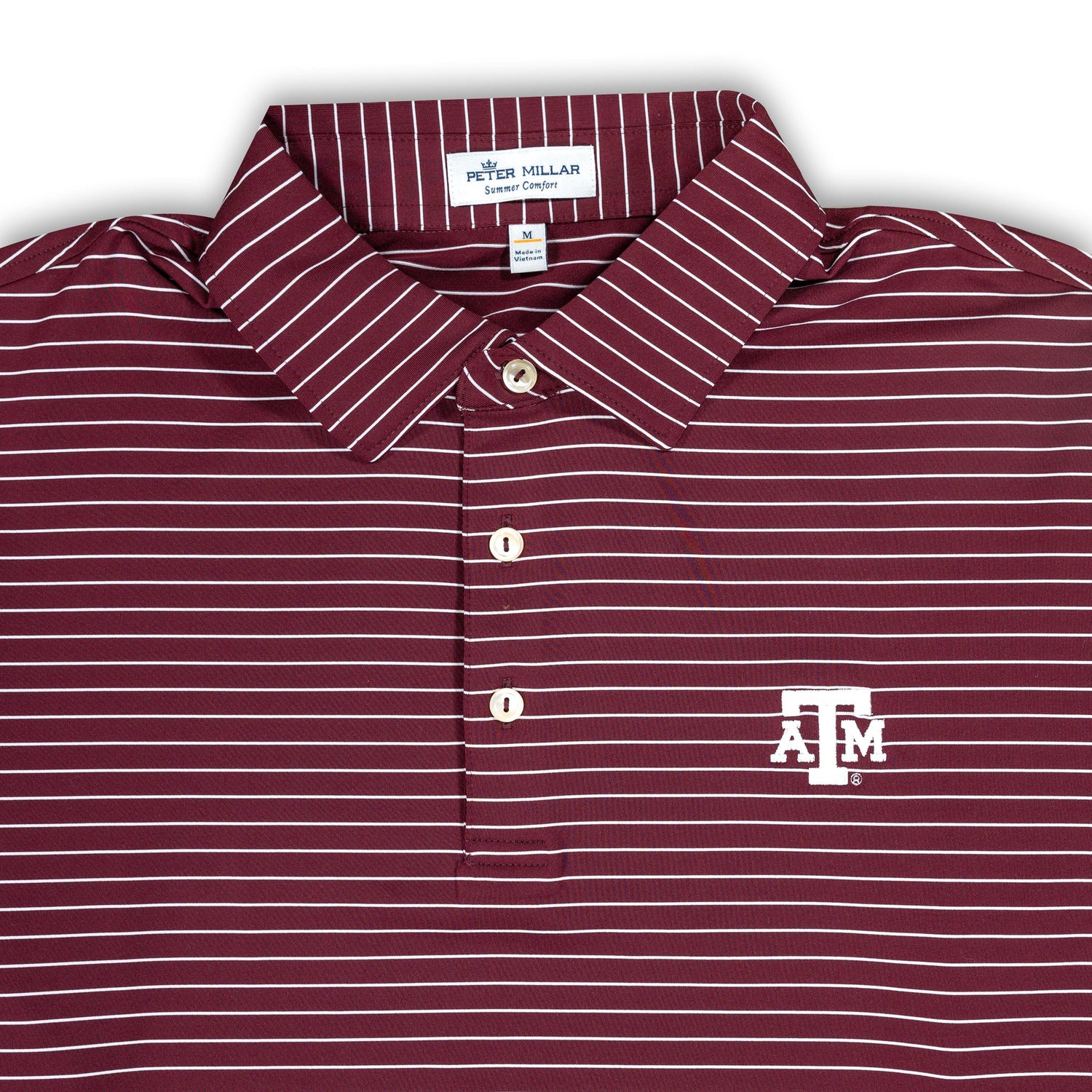 Texas A&M Peter Millar Crafty Stripe Performance Polo