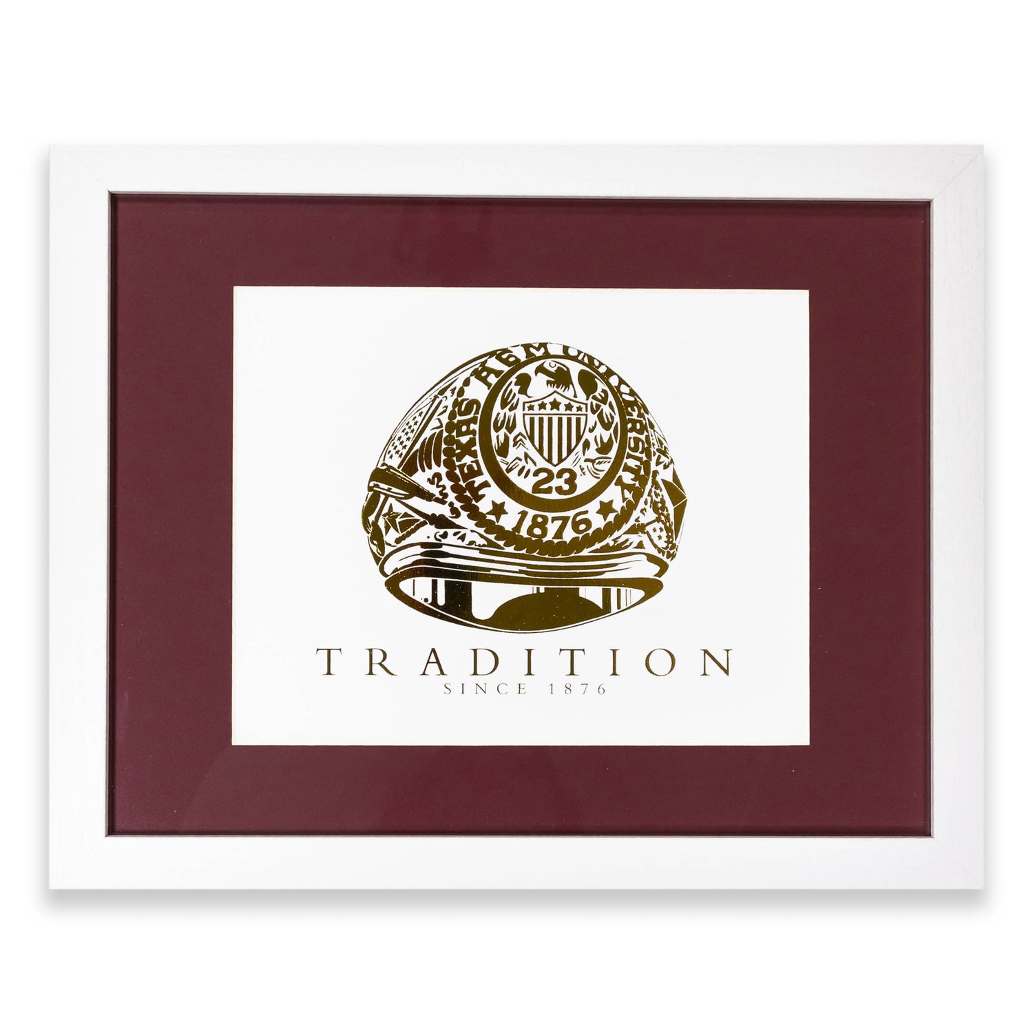 Texas A&M White Framed Ring 23