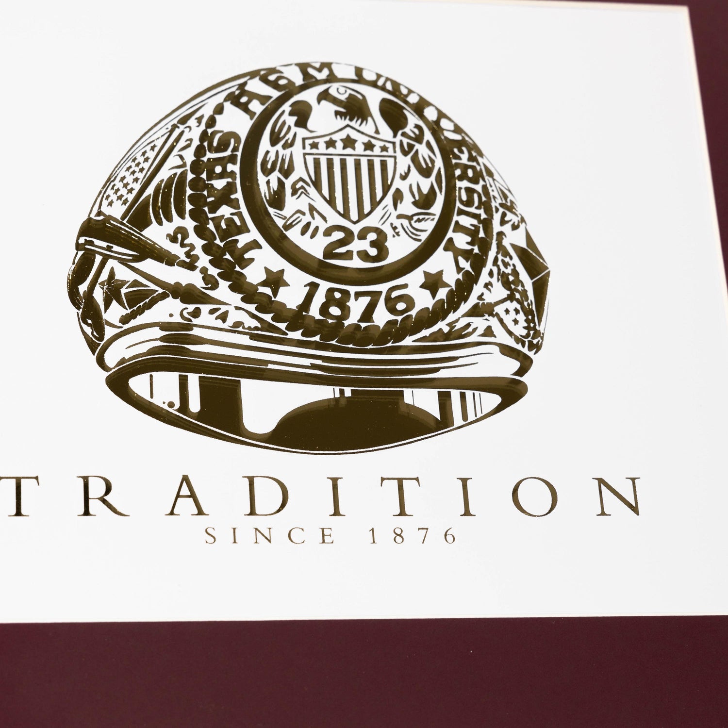 Texas A&M White Framed Ring 23