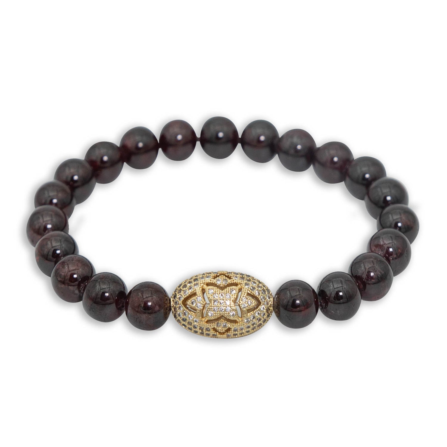 Red Garnet Gold Pave Bracelet