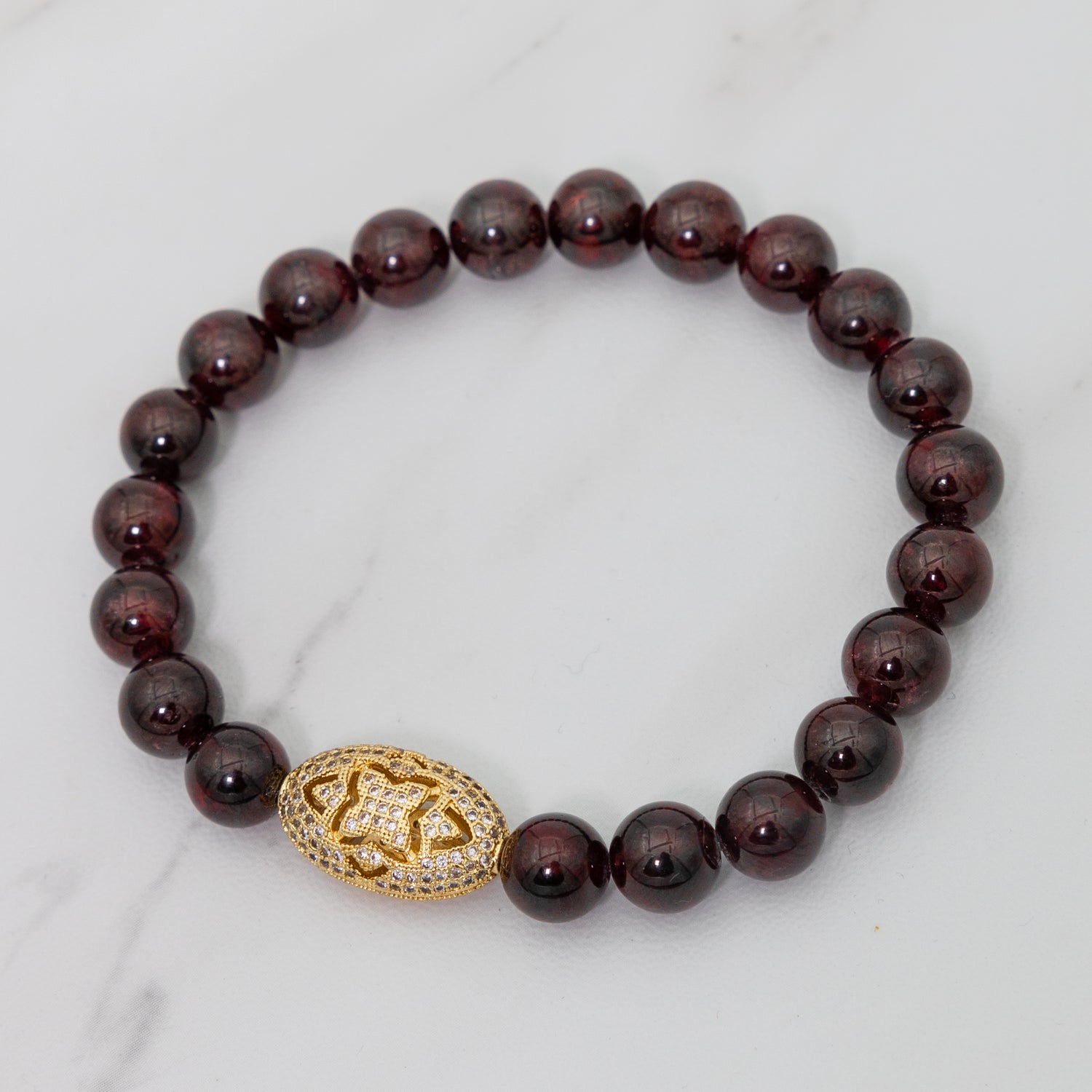 Red Garnet Gold Pave Bracelet