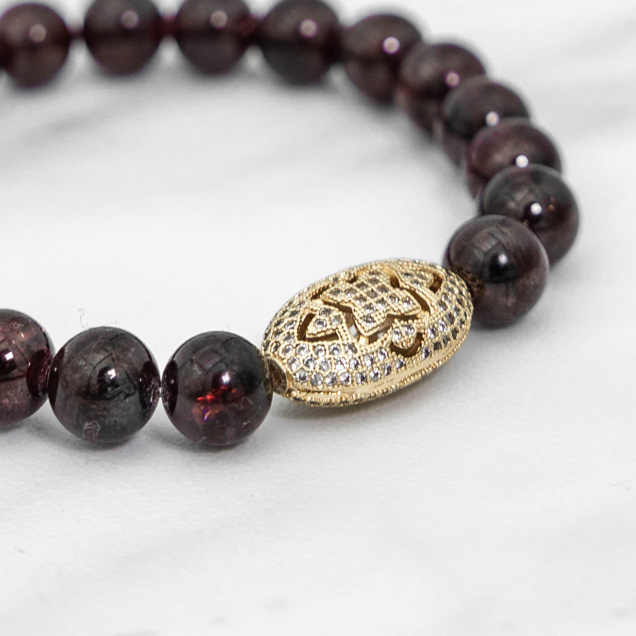 Red Garnet Gold Pave Bracelet