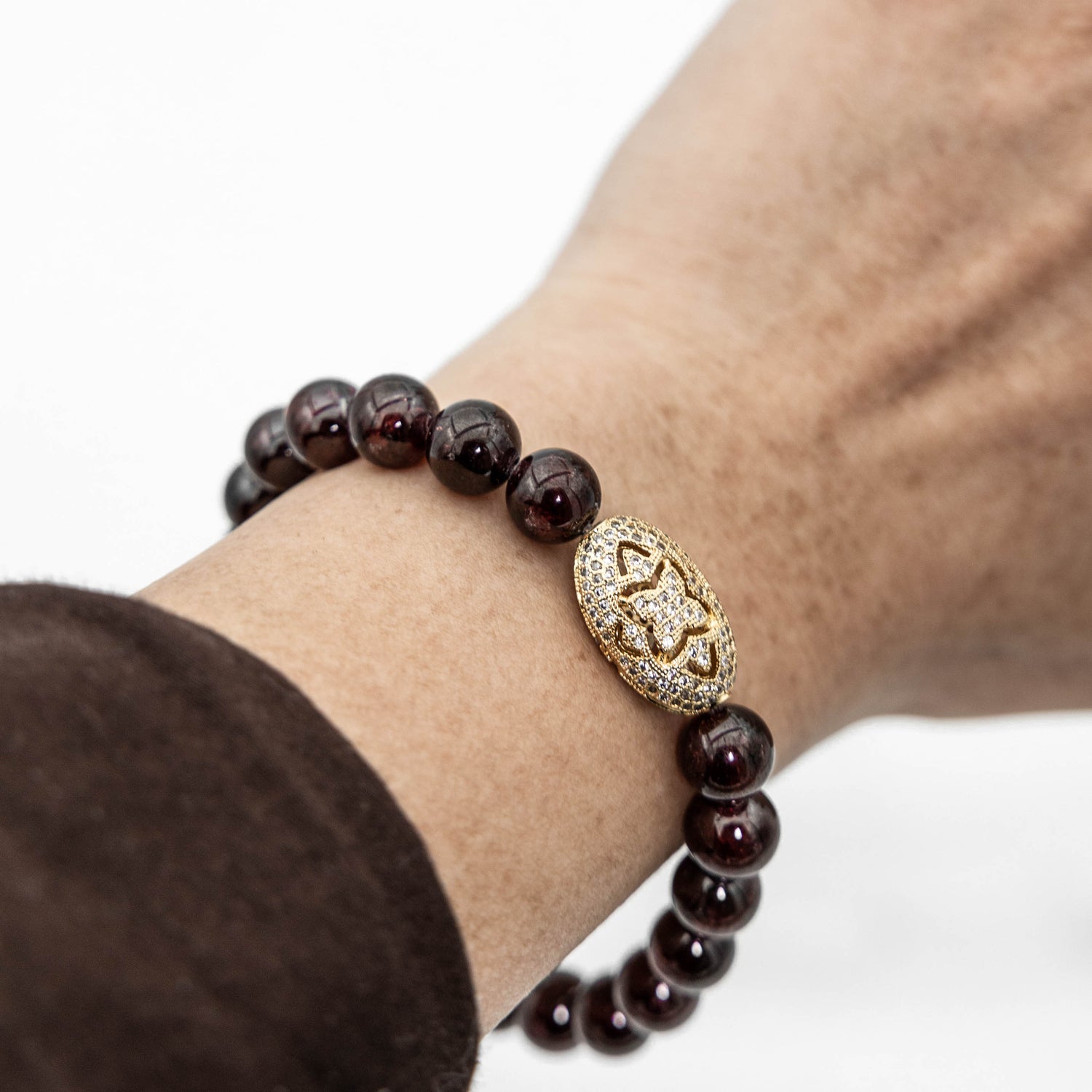 Red Garnet Gold Pave Bracelet