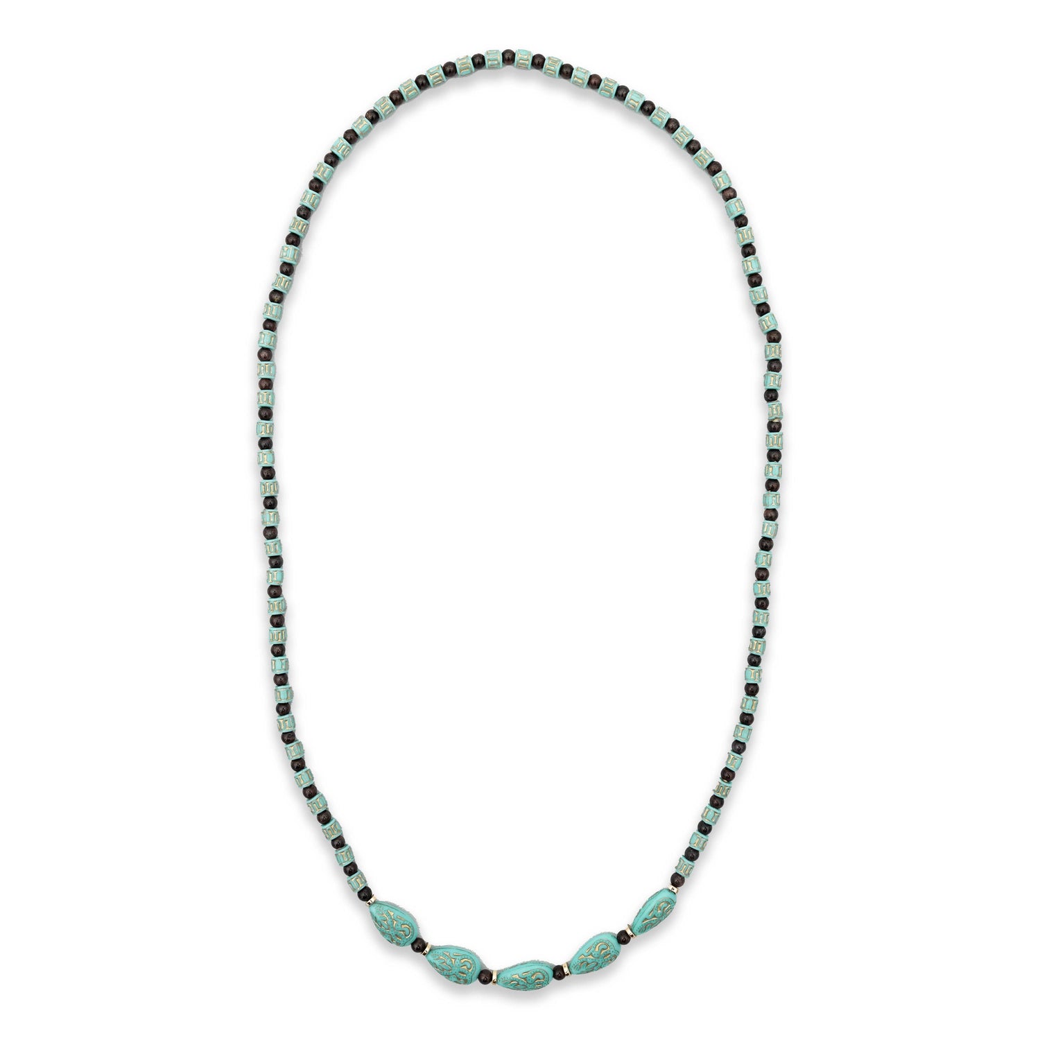 Red Garnet Turquoise Long Necklace