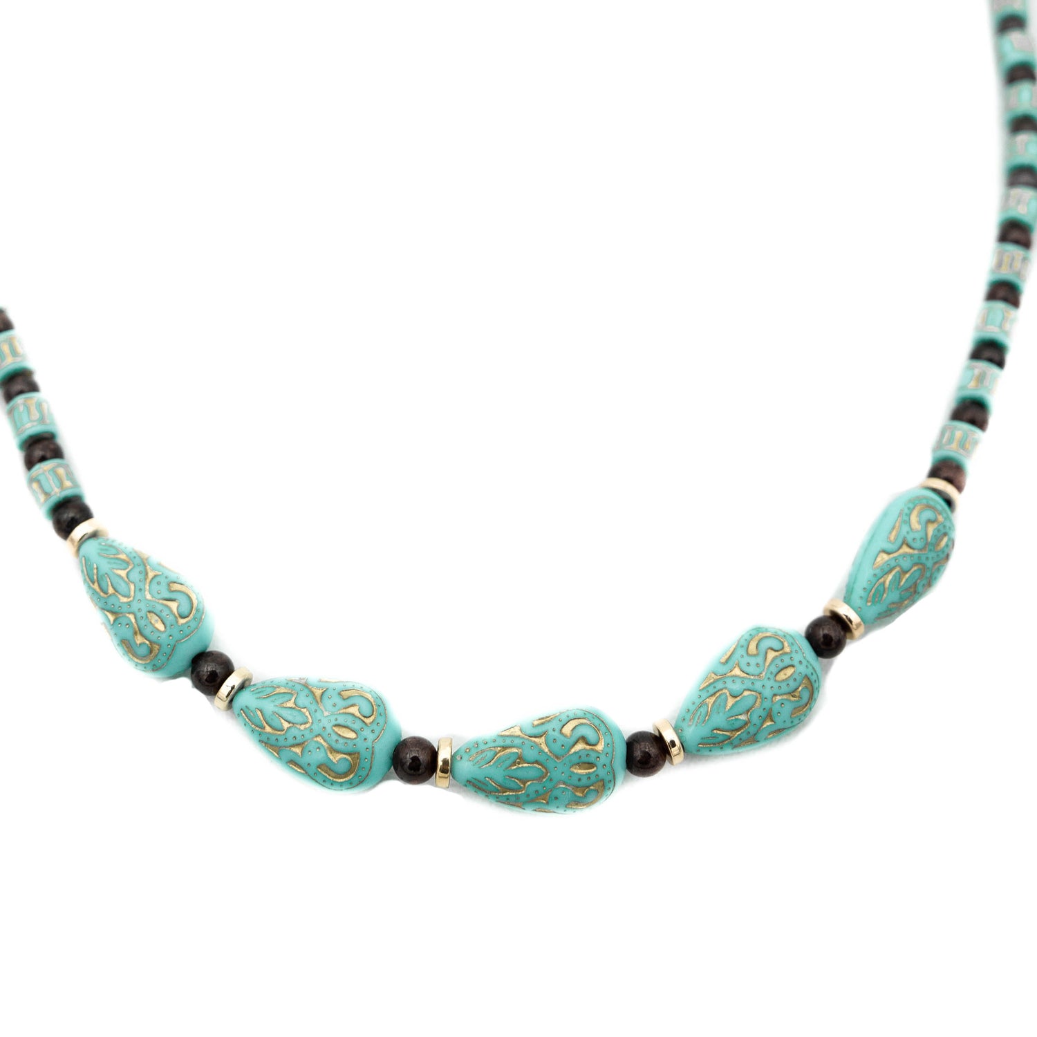 Red Garnet Turquoise Long Necklace