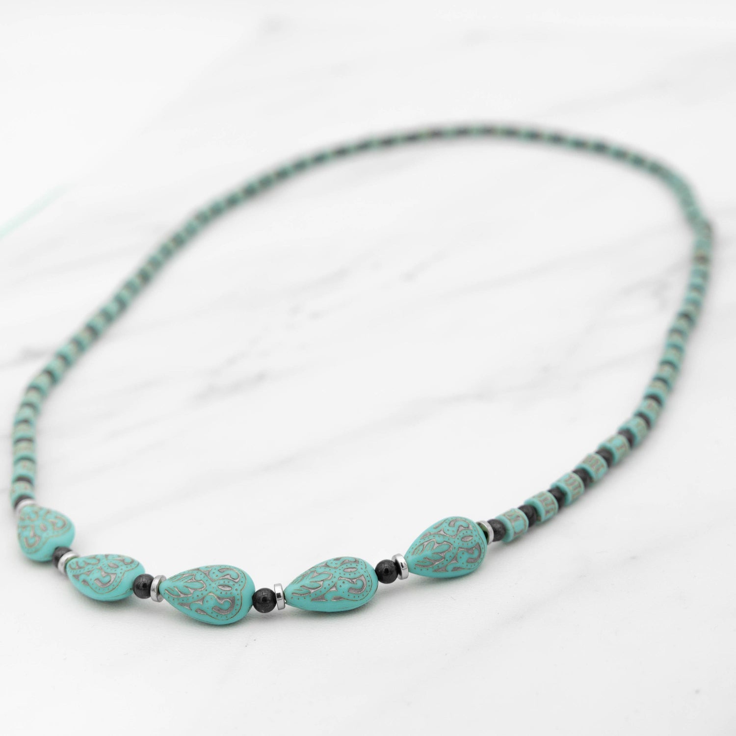 Red Garnet Turquoise Long Necklace