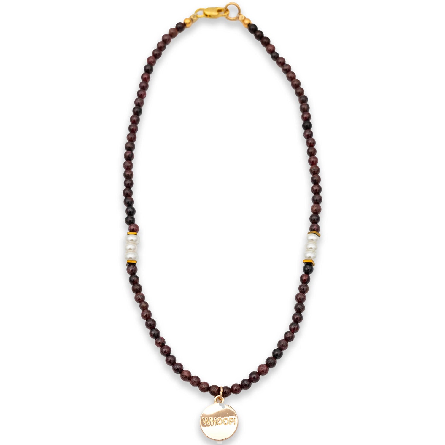 Red Garnet Gold Whoop! Necklace