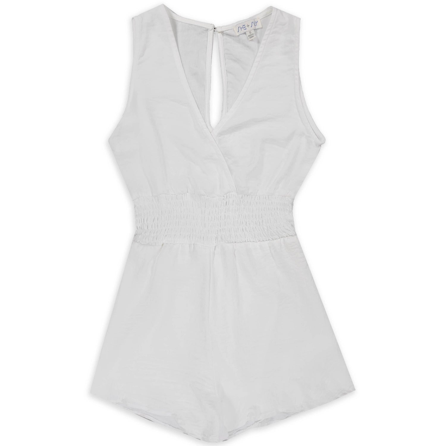 Woven Romper Smocked Waistband