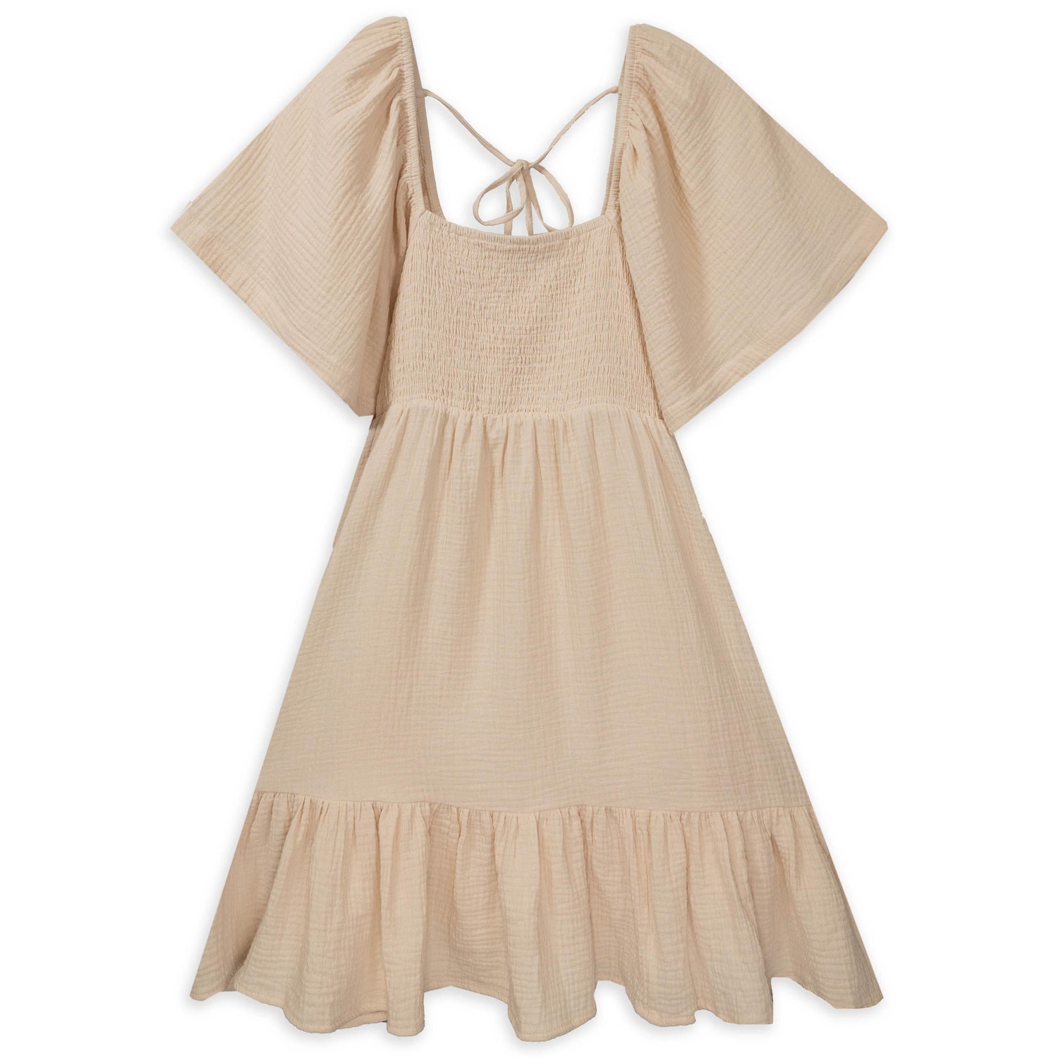 Flutter Sleeve Mini Dress Tie Back