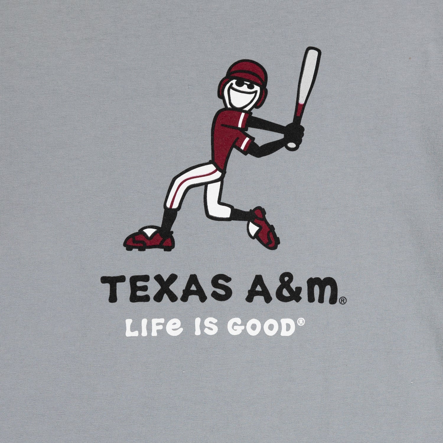 Texas A&M Life Is Good Jake Baseball Gray T-Shirt