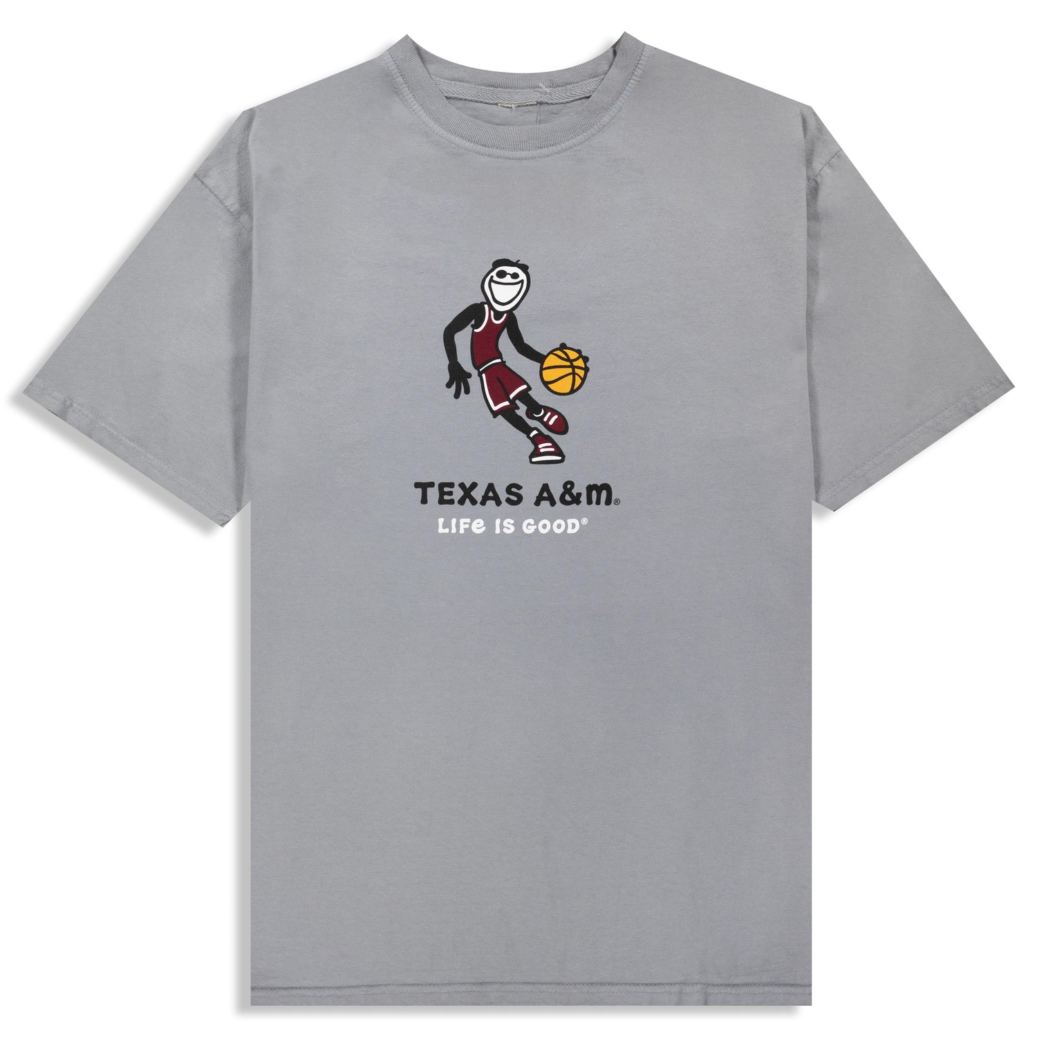 Texas A&M Life is Good Jake Basketball Gray T-Shirt