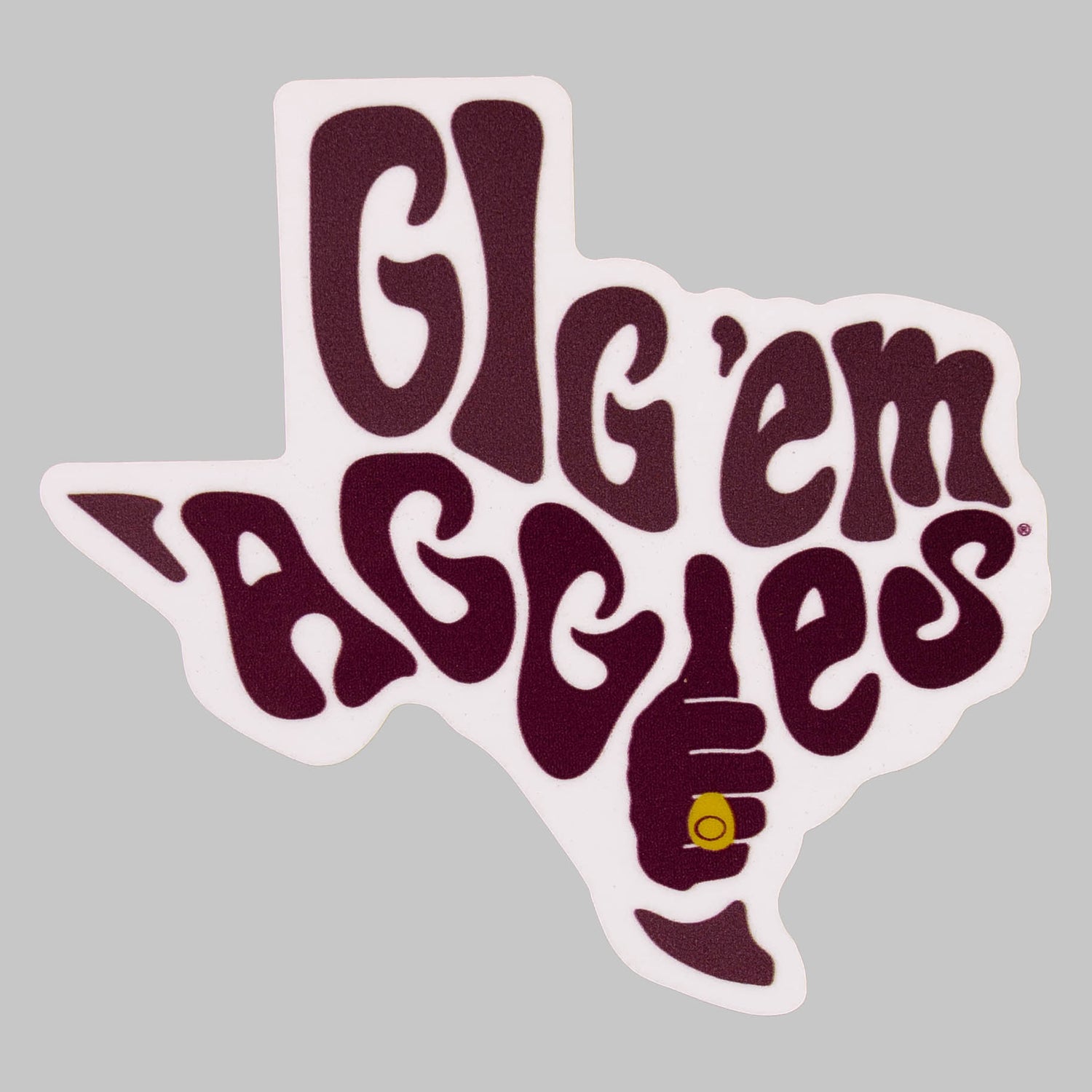 Gig Em Aggies Texas Thumb Dizzler Sticker