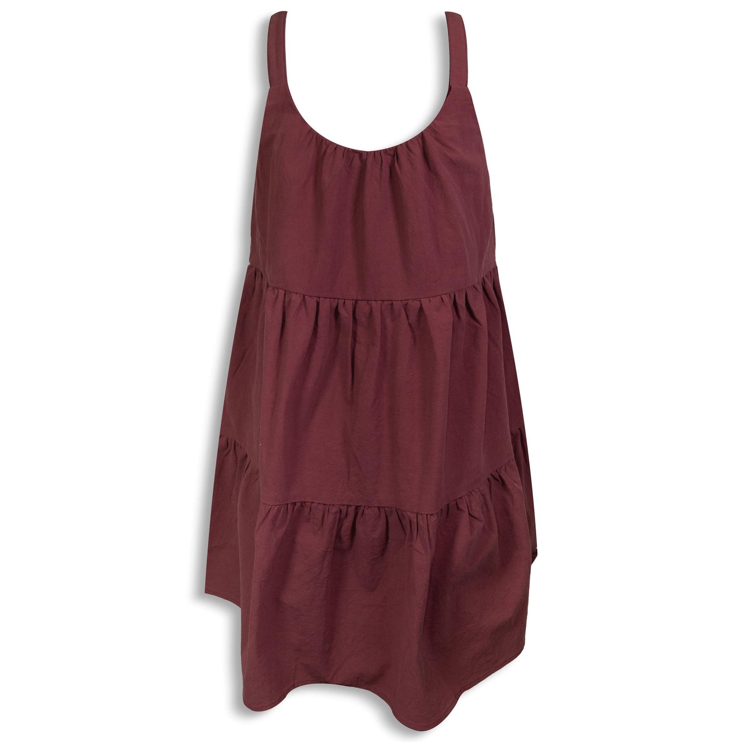 Three Tiered Maroon Tank Dress