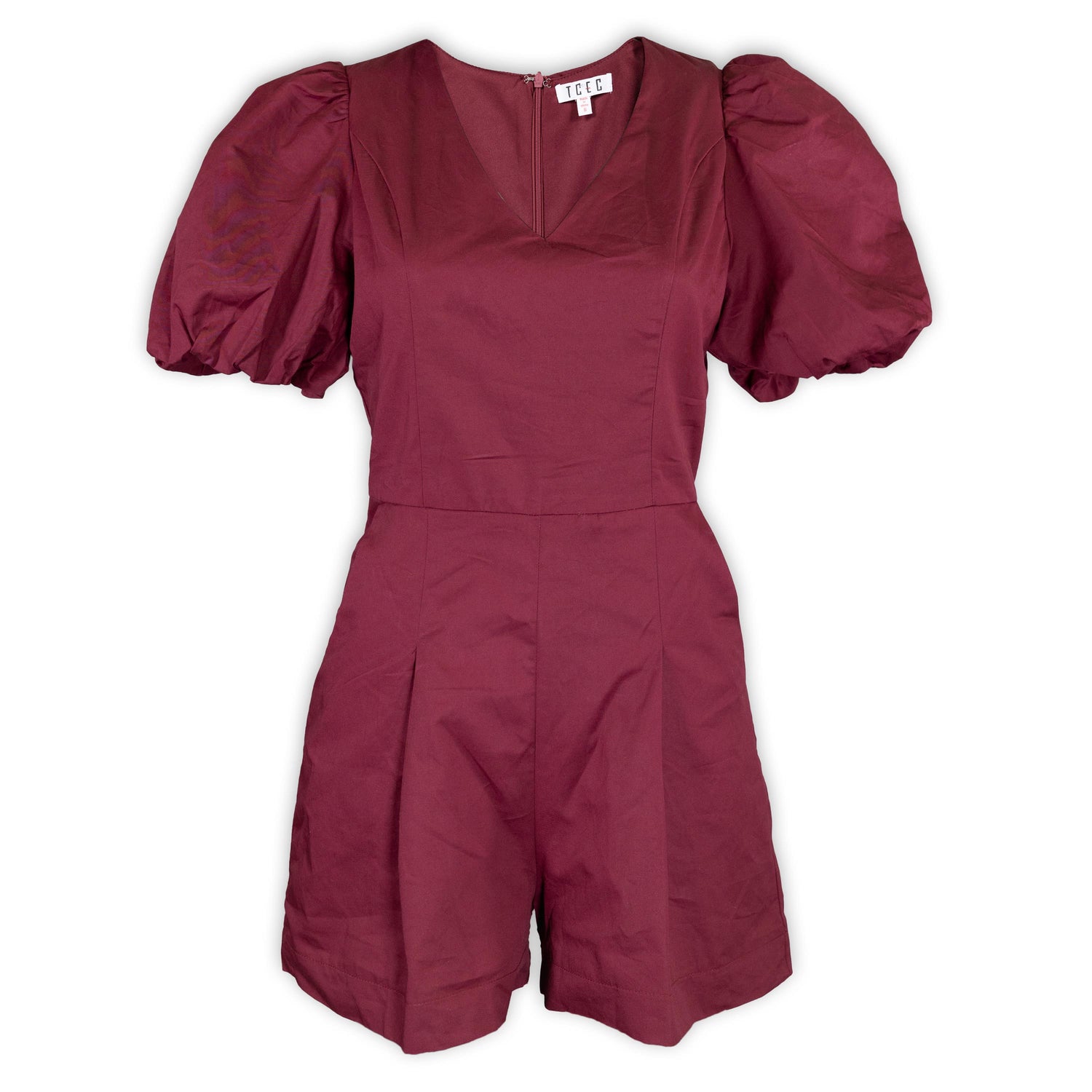 Puff Sleeve V Neck Romper