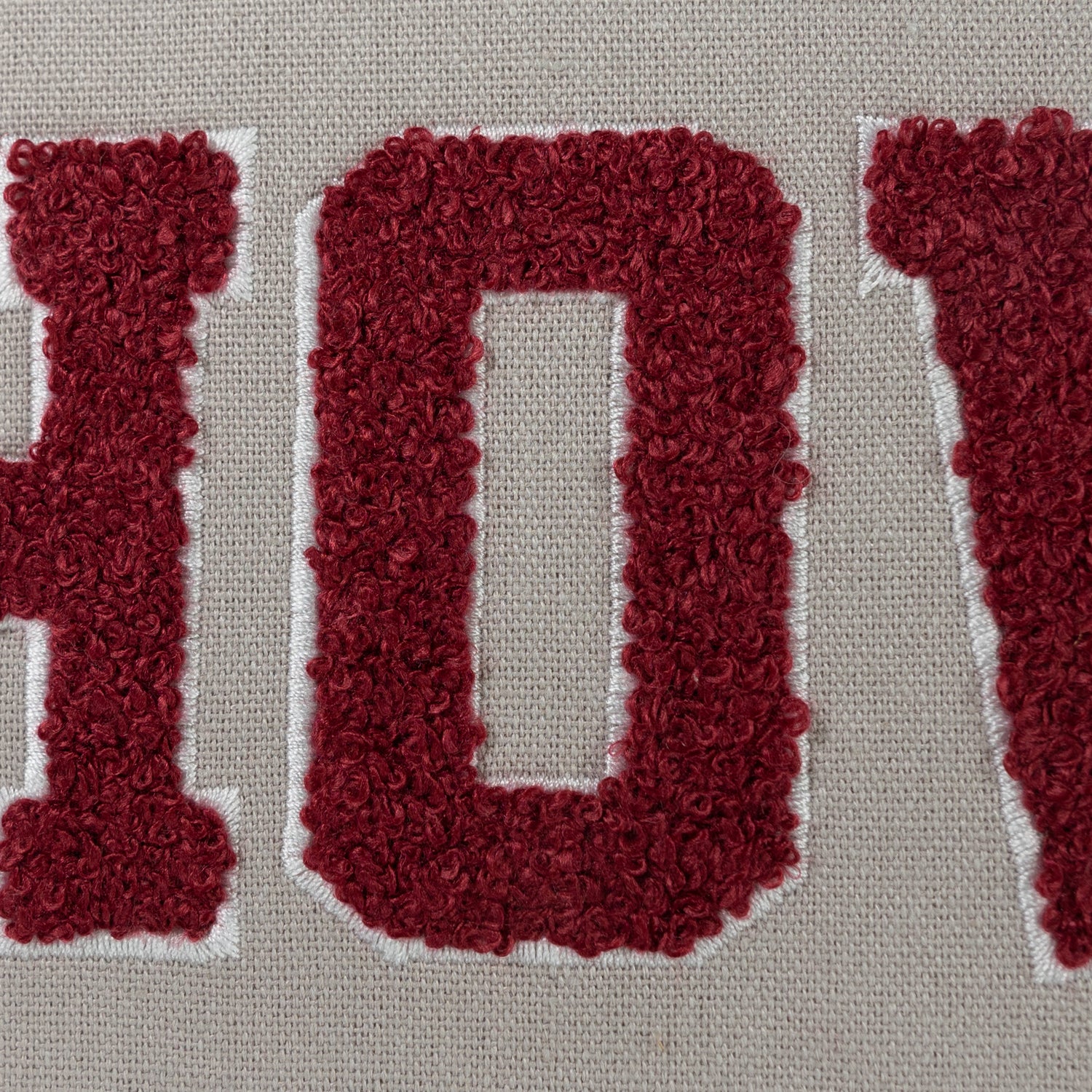 Howdy Maroon Embroidered Grey Pillow