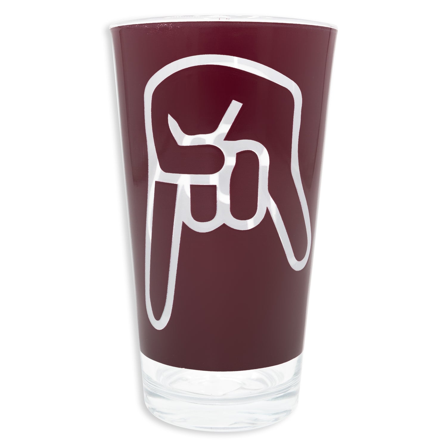 Maroon Horns Down Knockout Glass