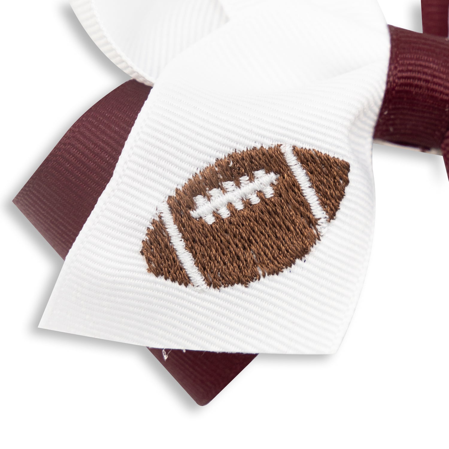 Texas A&M Maroon & White Medium Football Embroidered Bow