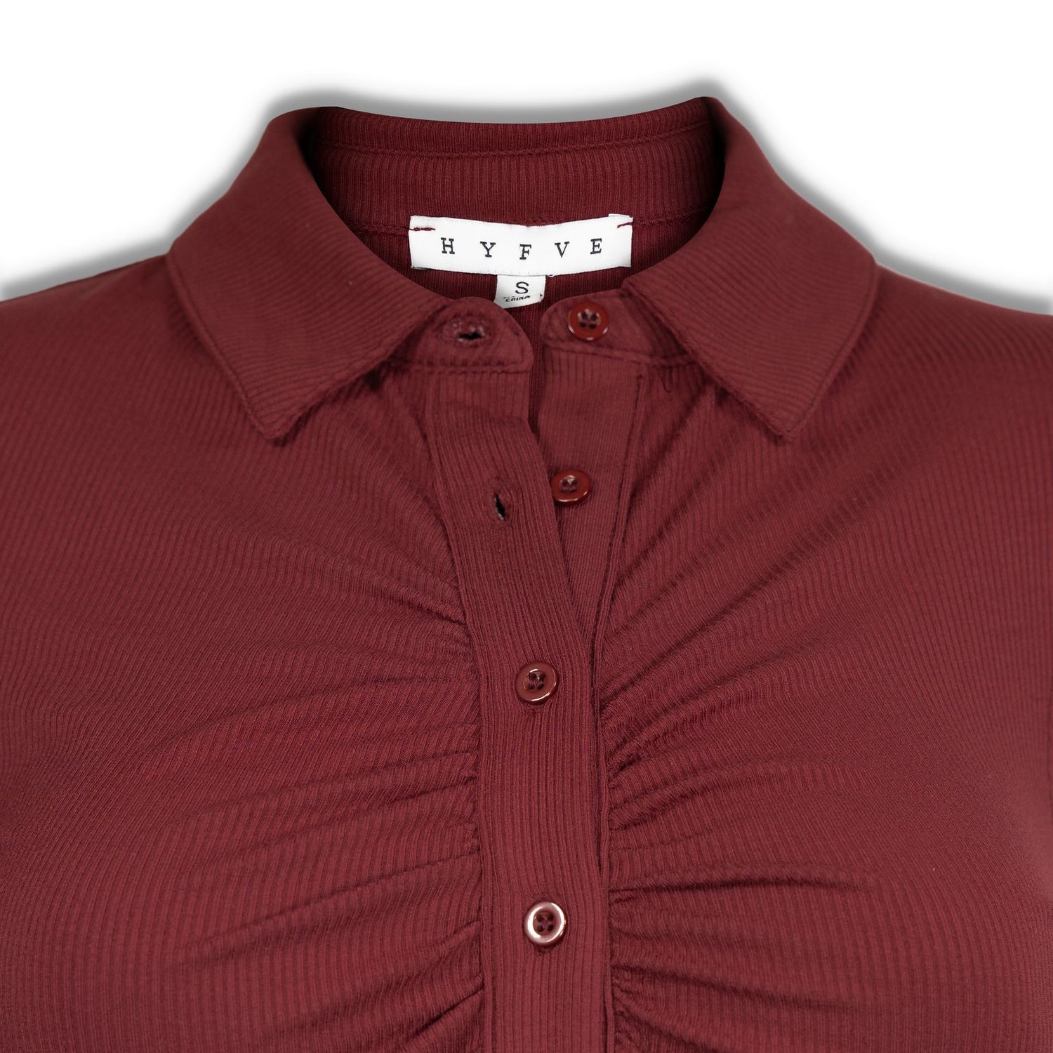 Collar Maroon Button Down Crop