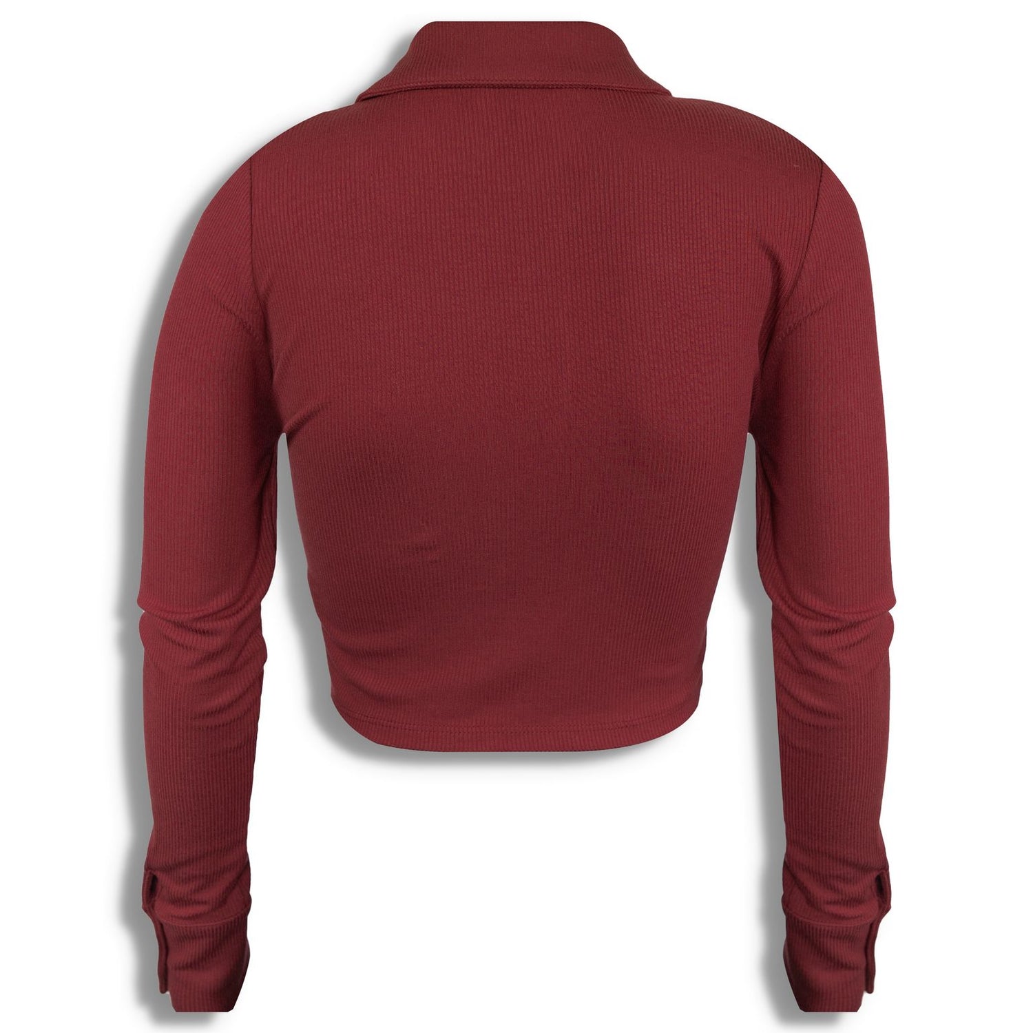 Collar Maroon Button Down Crop