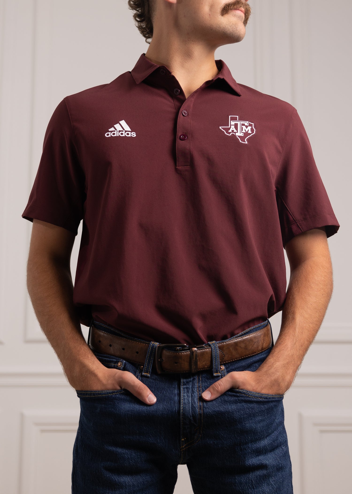 Texas A&M Stadium Coaches Maroon Polo